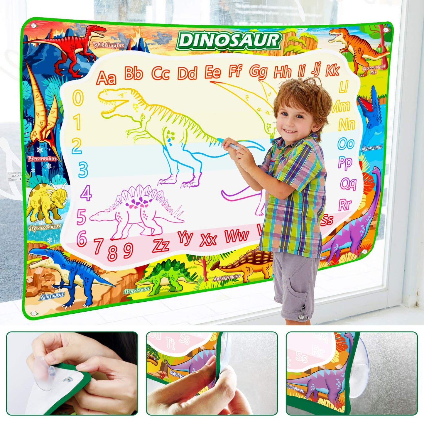 Jasonwell Aqua Water Doodle Mat 31x31 Inches Large Magic Drawing Doodling Mat Coloring Mat Educational Toys Christmas Birthday Gifts for Kids Toddler Boys Girls Age 2 3 4 5 6 7 8 Year Old (Alphabet)