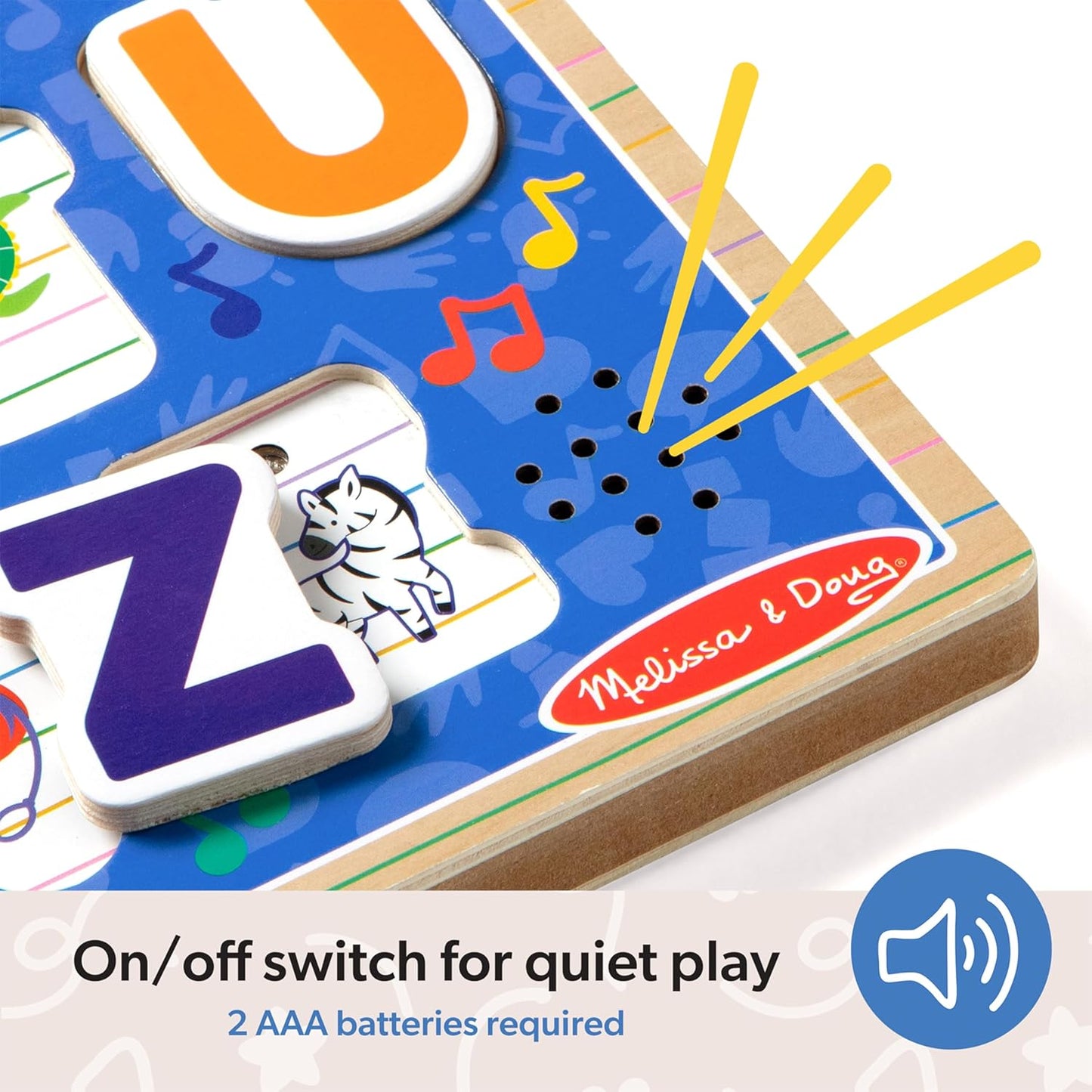 Melissa & Doug® Ms. Rachel™ Wooden Phonics Alphabet Sound Puzzle with Light-Activated Sound Effects, 24-Piece Toddler Toys for Boys and Girls Ages 2+ Years