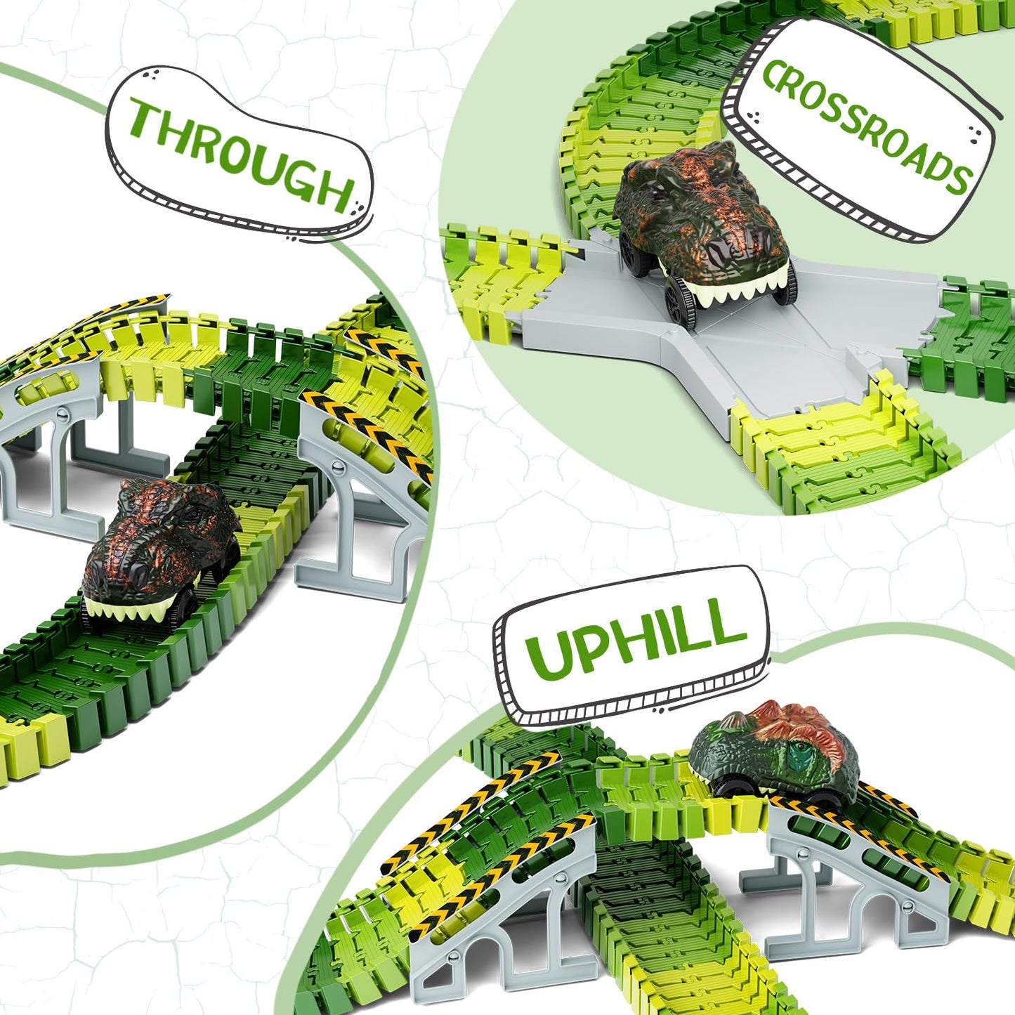 Dinosaur Toys, 252 PCS Create A Dinosaur World Road Race Tracks