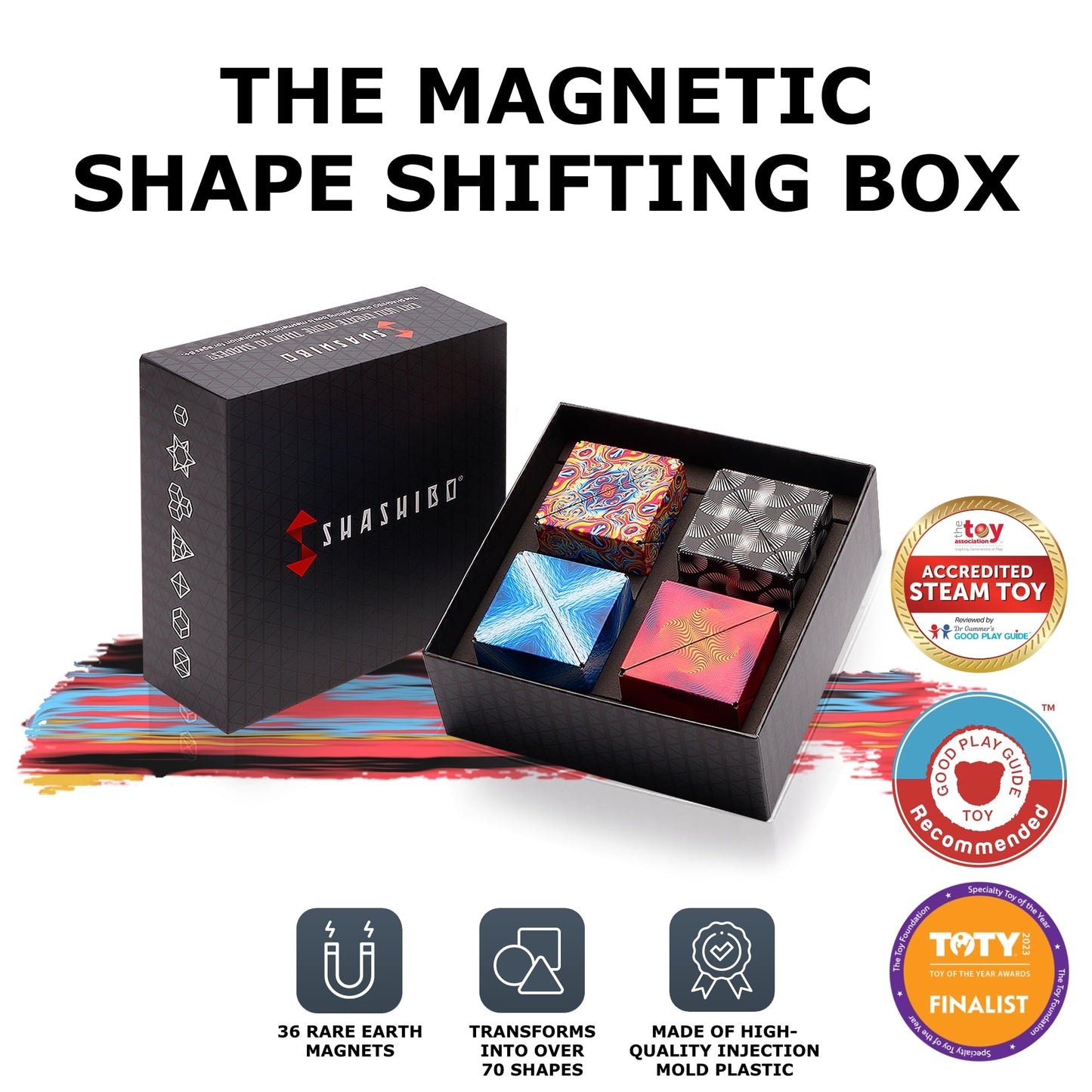 Shashibo Shape Shifting Box - STEM Magnetic Fidget Cube That Transforms Into Over 70 Shapes, Download Fun in Motion Toys Mobile App (Spaced Out)