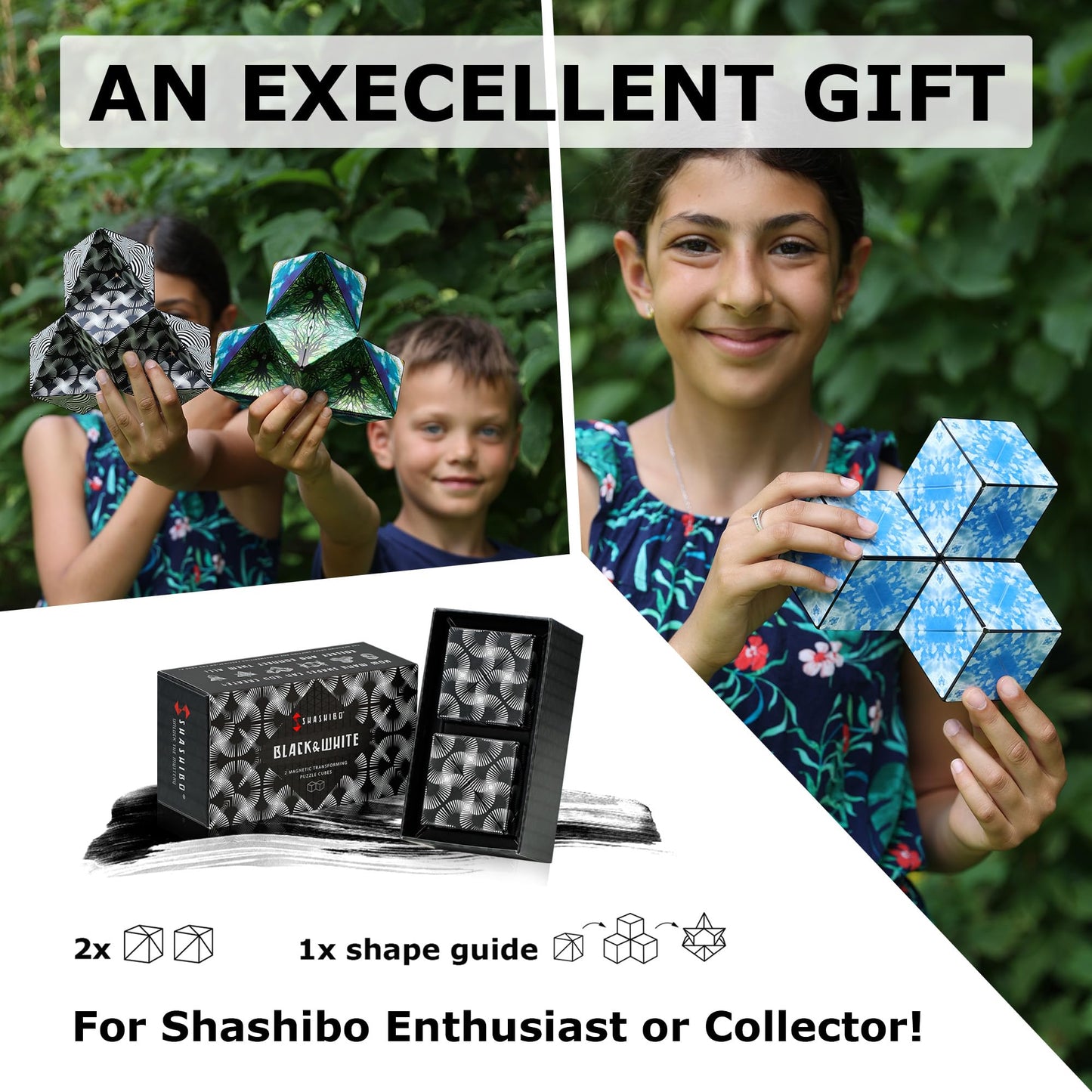 Shashibo Shape Shifting Box - STEM Magnetic Fidget Cube That Transforms Into Over 70 Shapes, Download Fun in Motion Toys Mobile App (Spaced Out)