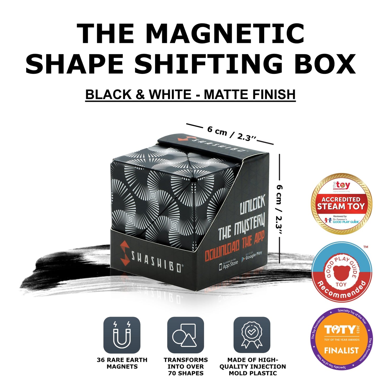 Shashibo Shape Shifting Box - STEM Magnetic Fidget Cube That Transforms Into Over 70 Shapes, Download Fun in Motion Toys Mobile App (Spaced Out)