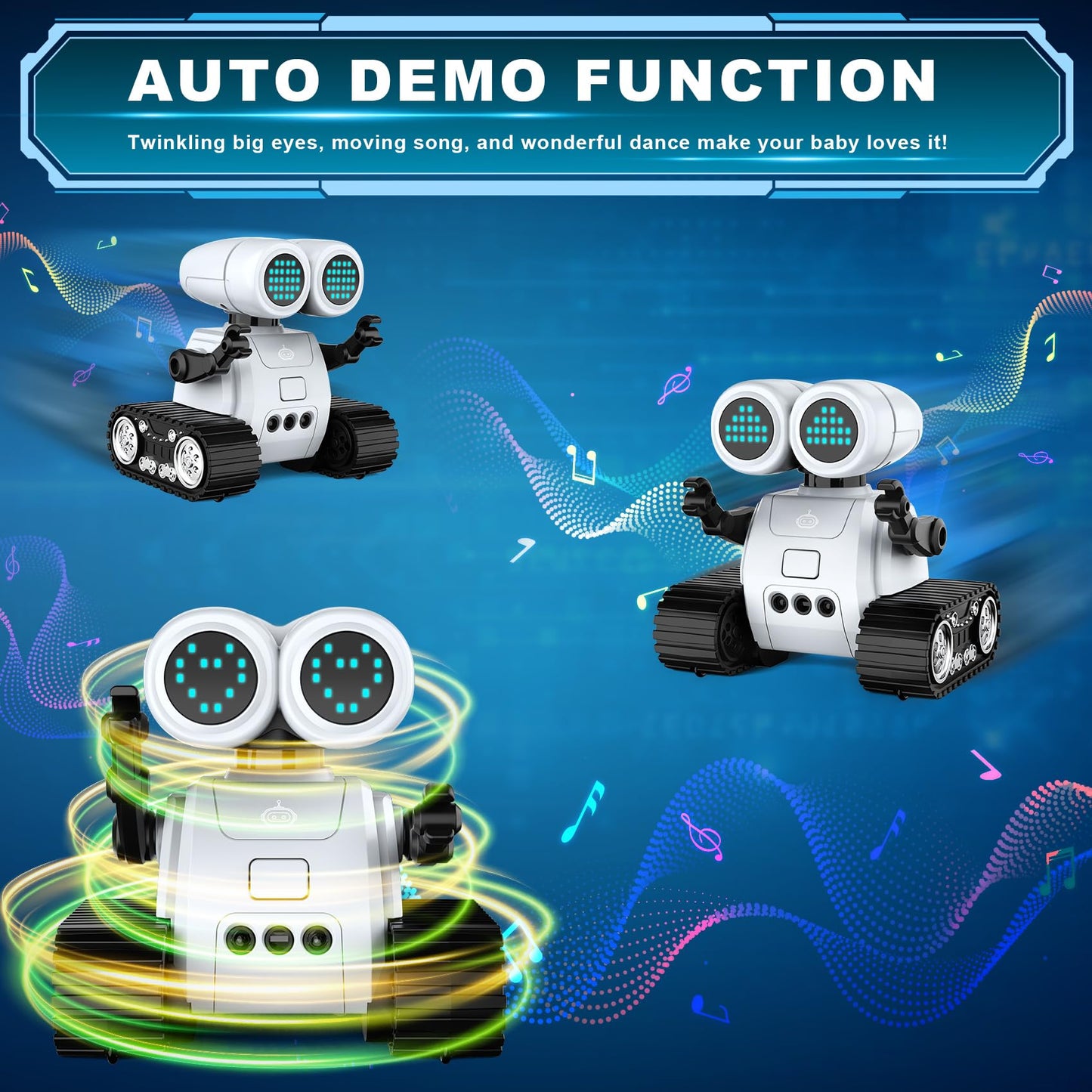 Hamourd Robot Toys for Boys Girls, Emo Robot with Walkie-Talkie Function, Gesture Sensing, Flexible Head & Arms, Programming Motion, Dance Moves, Music, Multi-Mode LED Eye, Toys for Ages