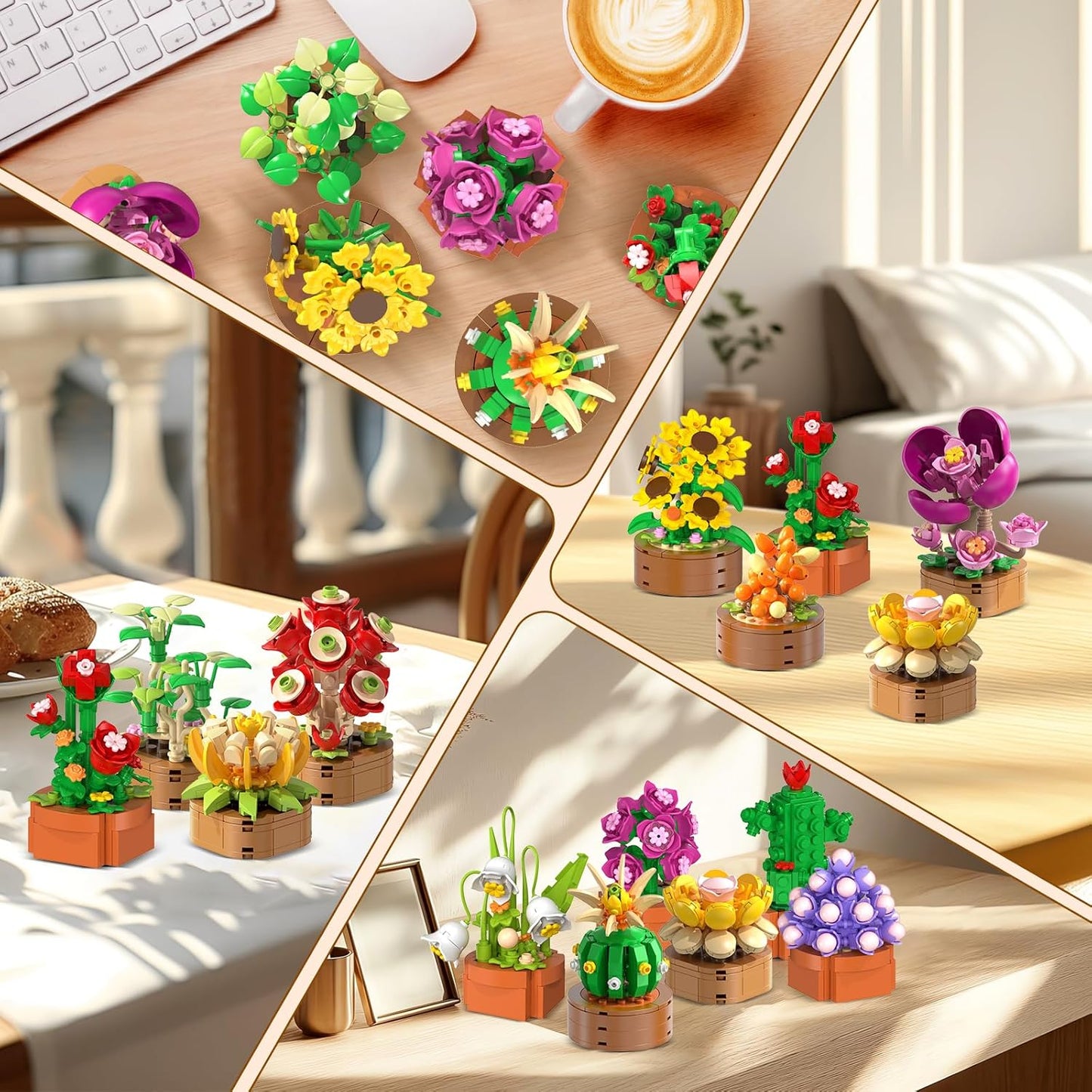 15 Pack Flowers Plants 3.6MM Mini Building Sets