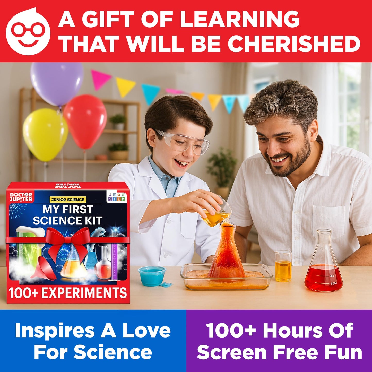 Doctor Jupiter My First Science Kit for Kids Ages 4-5-6-7-8| Birthday Gift Ideas for 4-8-12 Year Old Boys & Girls| Toy Stem Kit with 100+ Experiments| Learning & Educational, Summer Activities