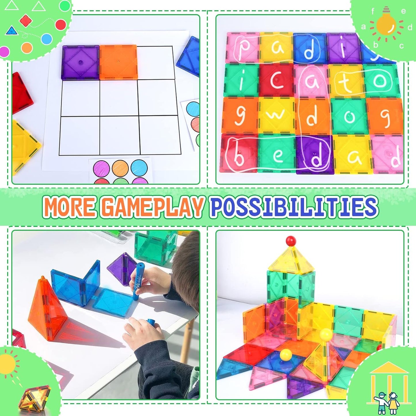 Magnetic Tiles Toddler Toys Magnetic Building Blocks for Kids Ages 3-12 STEM Educational Toys for Girls & Boys Sensory Play for Preschool Learning Classroom Must Have Decor