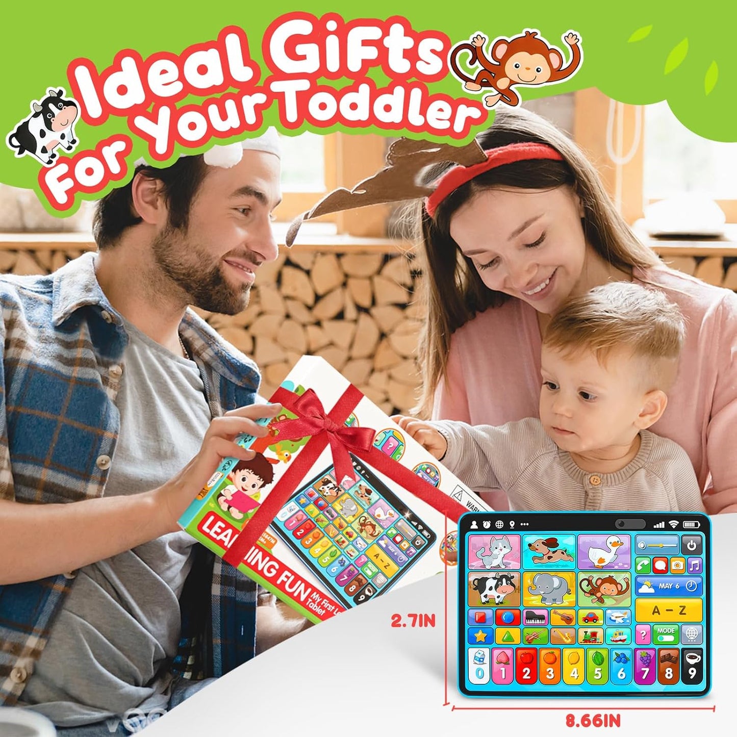 Learning Tablet for Toddlers 1-3 Trilingual Learning Toys with Music & Sound, Montessori Speech Therapy Toys for 1 Year Old Boy Girl Musical Baby Toys 12-18 Months Toddler Toys Age 1-2 2-3 Gifts