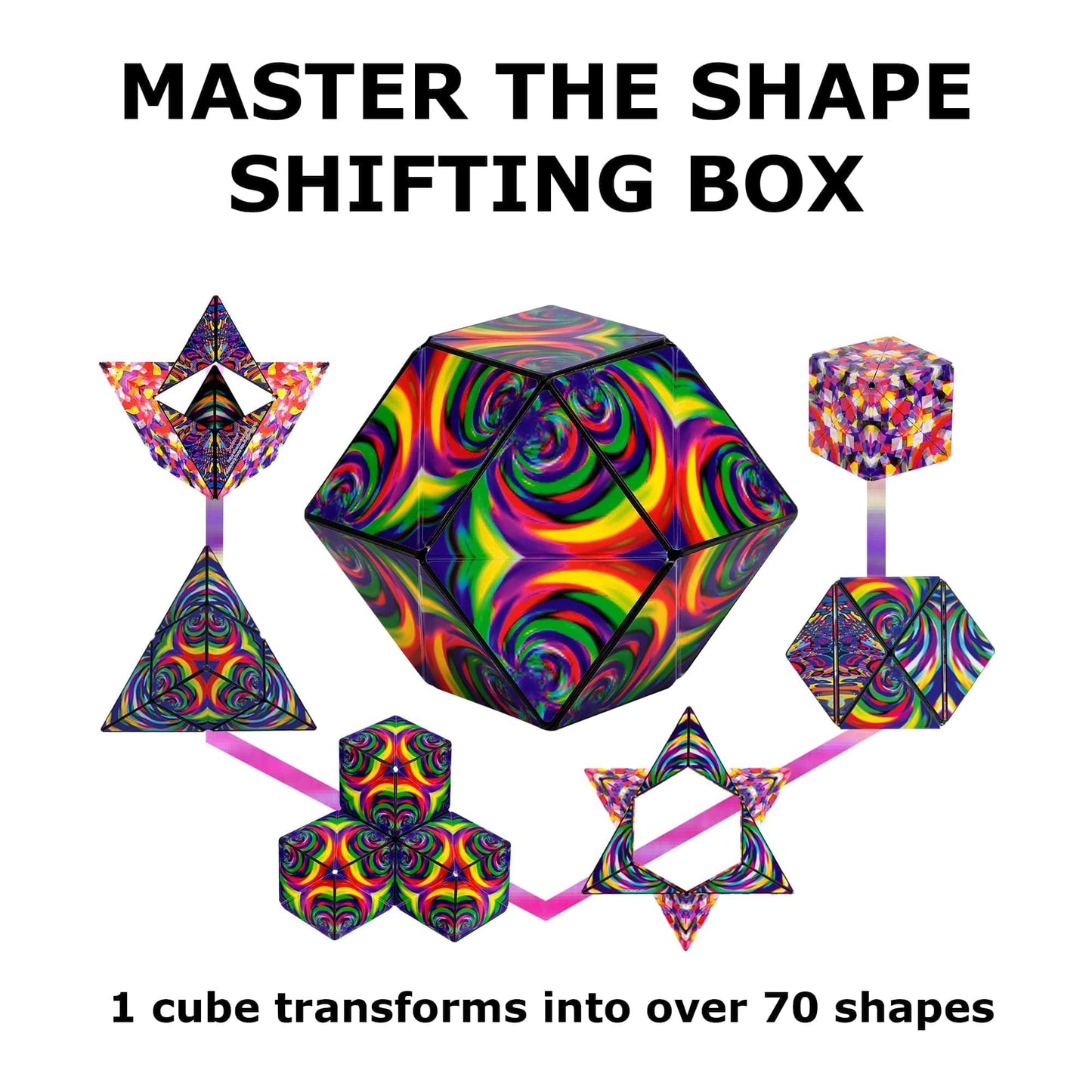 Shashibo Shape Shifting Box - STEM Magnetic Fidget Cube That Transforms Into Over 70 Shapes, Download Fun in Motion Toys Mobile App (Spaced Out)