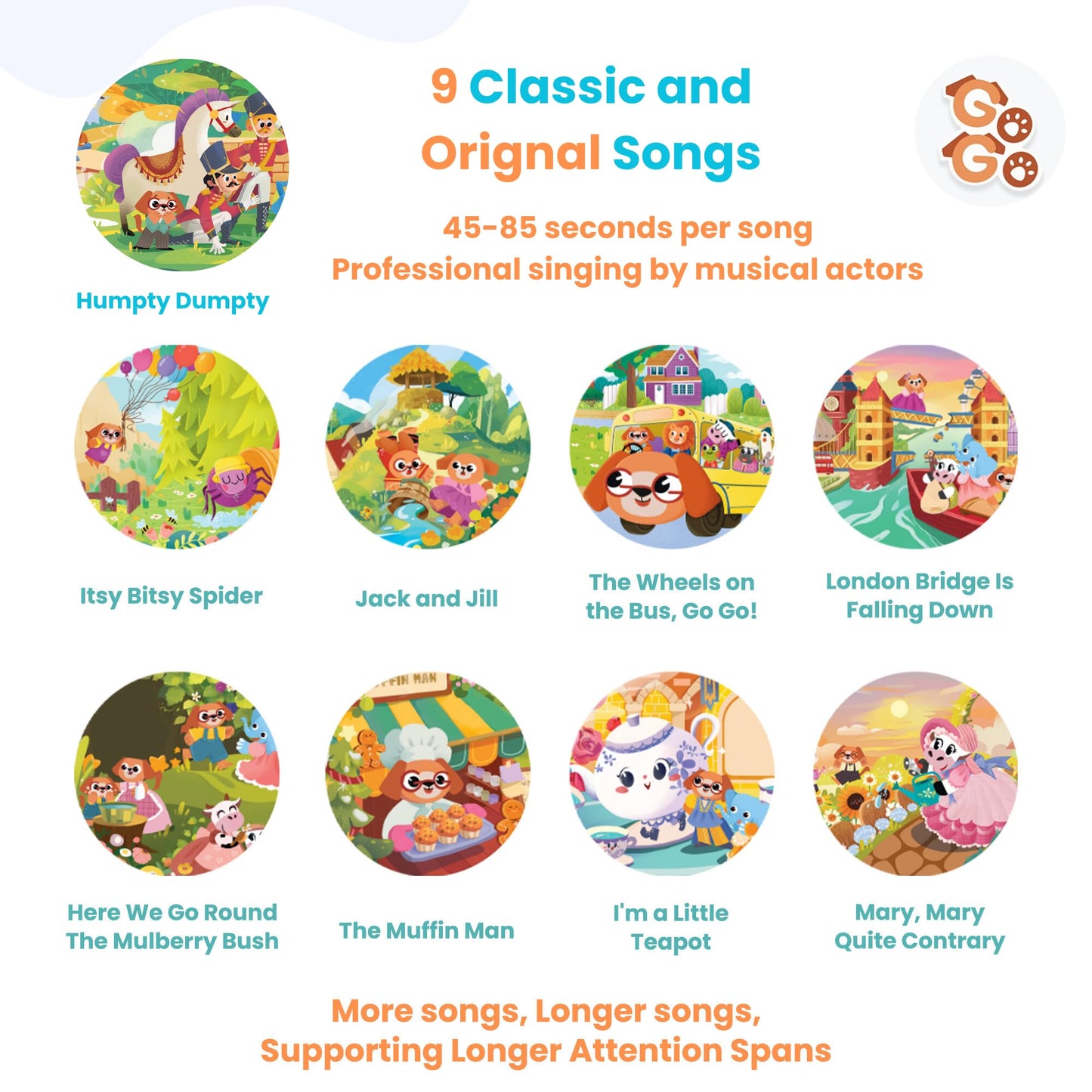 GO GO Creative Nursery Rhymes: Nursery Rhyme Books, Sound Books, 9 Songs, Musical Books for Toddlers 1-3, Talking Books for Toddlers 1-3, Music Books for Toddlers 1-3, Baby Music Book