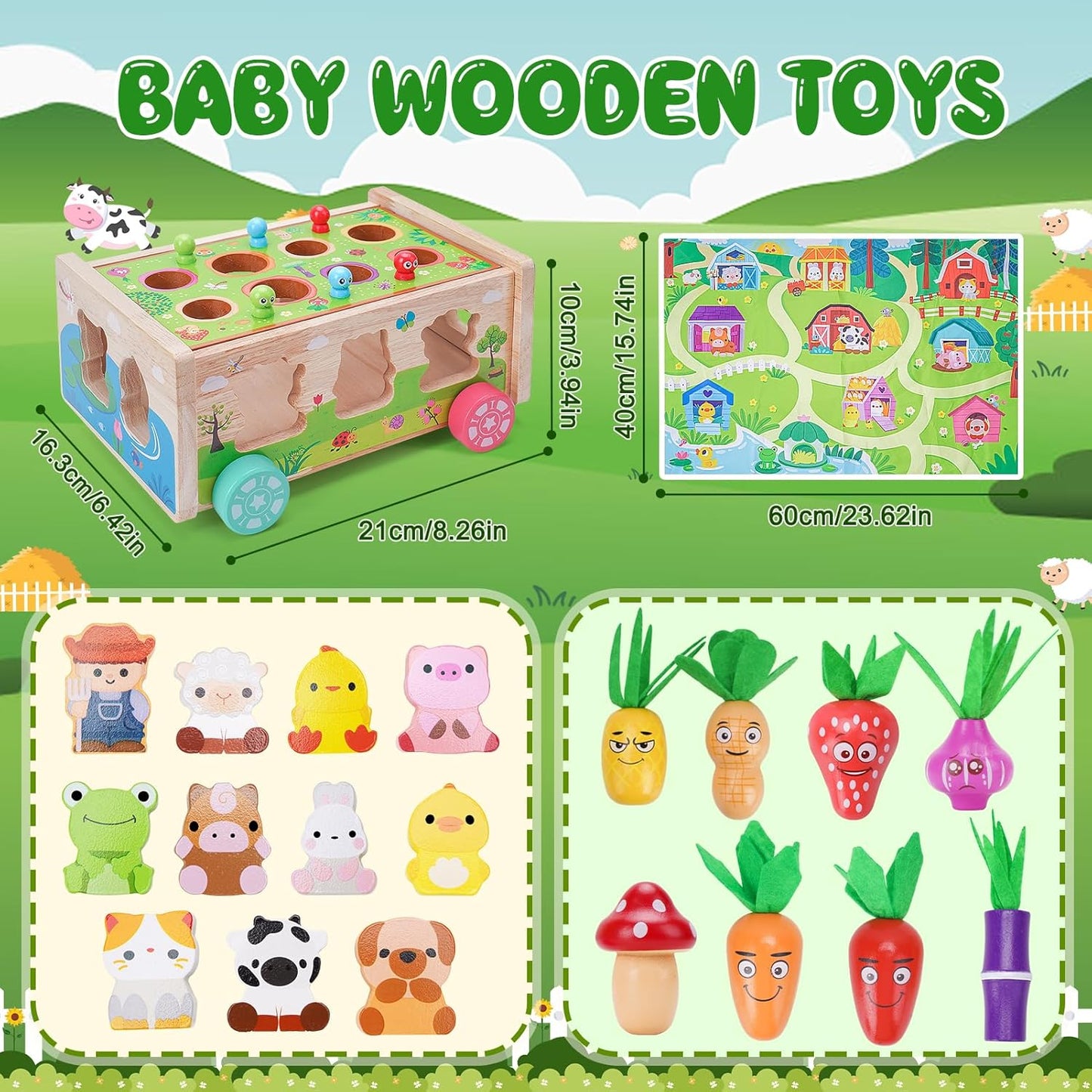 Toddler Montessori Wooden Farm Toys