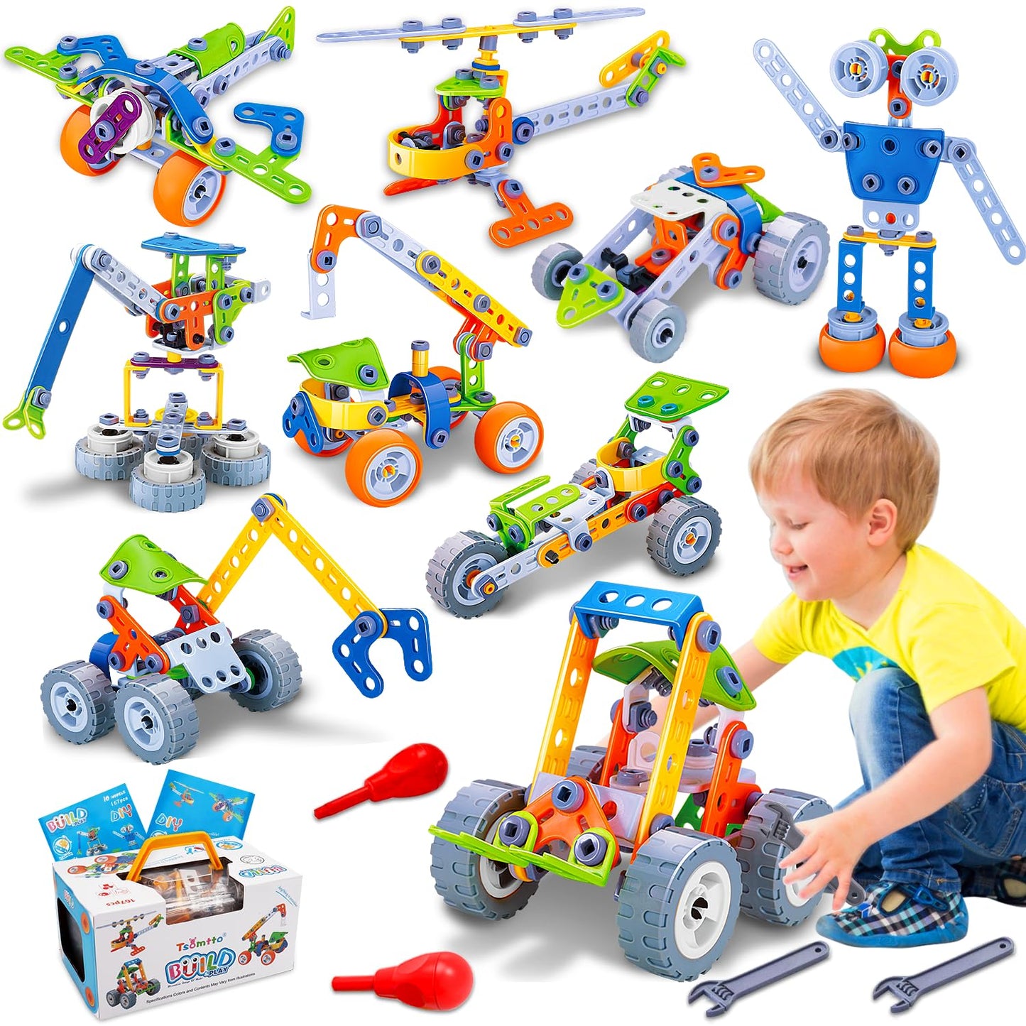 10 in 1 STEM Toys for 4 5 6 7 8+ Year Old Boy Girl Birthday Gifts Building Toys for Kids Ages 4-8 5-7 6-8 Educational Stem Activities for Boys 4-6 8-10 Construction Creative Games Holiday Idea Gift