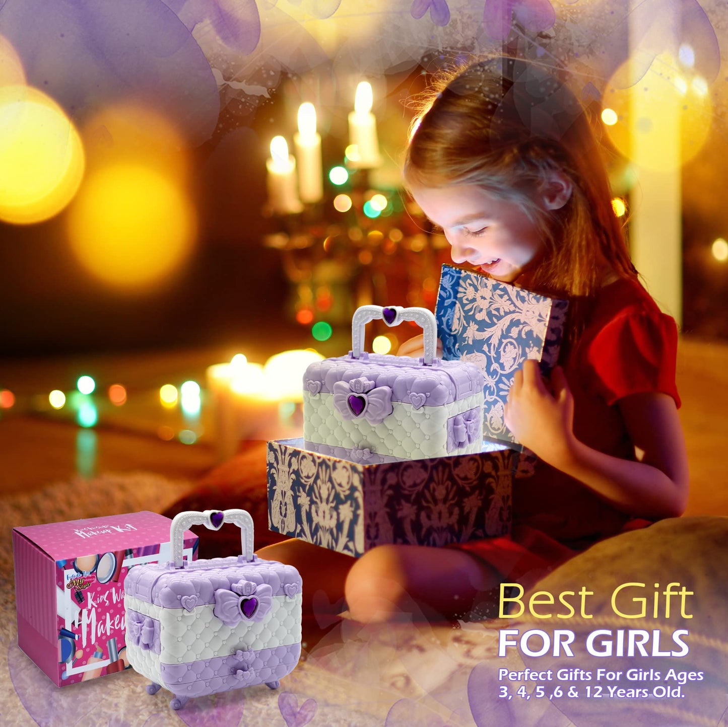 Kids Makeup Sets for Girls - Kids Makeup Sets for Girls 5-8, Maquillaje para Niñas, Play Make Up Kit, Best Toys for Little Girl,Princess Toddler Kid Stuff, Ages3456789 10 Year Old Girl Birthday Gifts