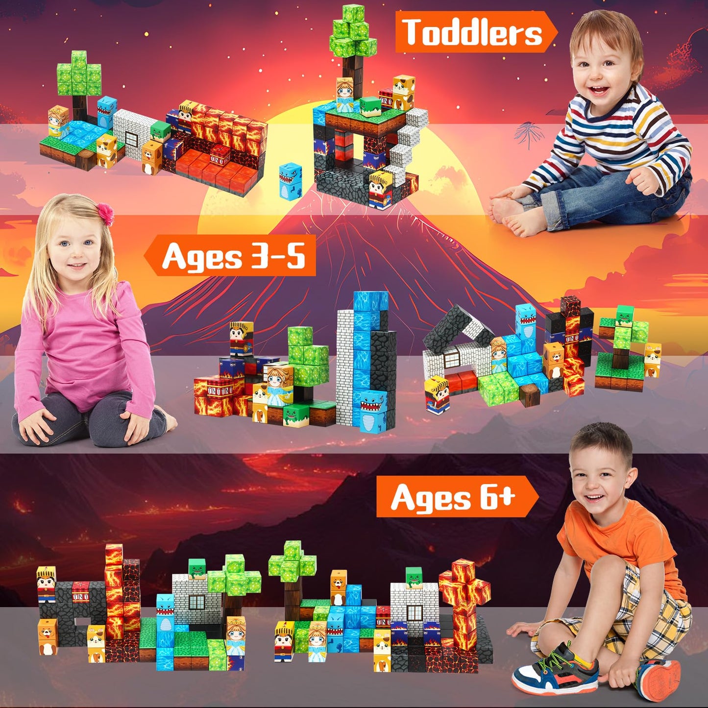 102PCS Ice Castle Magnetic Tiles, 3D Building Blocks STEM Educational Kids Toys for Pretend Play, 3 4 5 6 7 8 Year Old Birthday Gifts for Boys and Girls, Preschool Learning Toys for Birthday