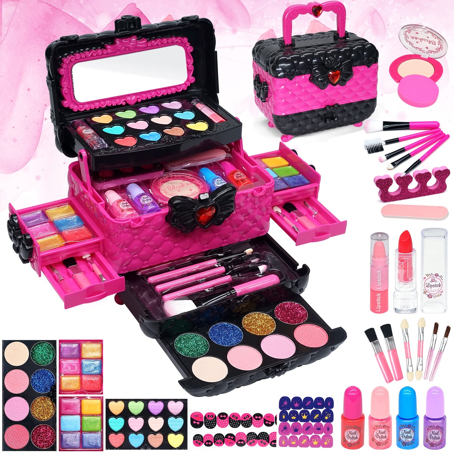 Kids Makeup Sets for Girls - Kids Makeup Sets for Girls 5-8, Maquillaje para Niñas, Play Make Up Kit, Best Toys for Little Girl,Princess Toddler Kid Stuff, Ages3456789 10 Year Old Girl Birthday Gifts