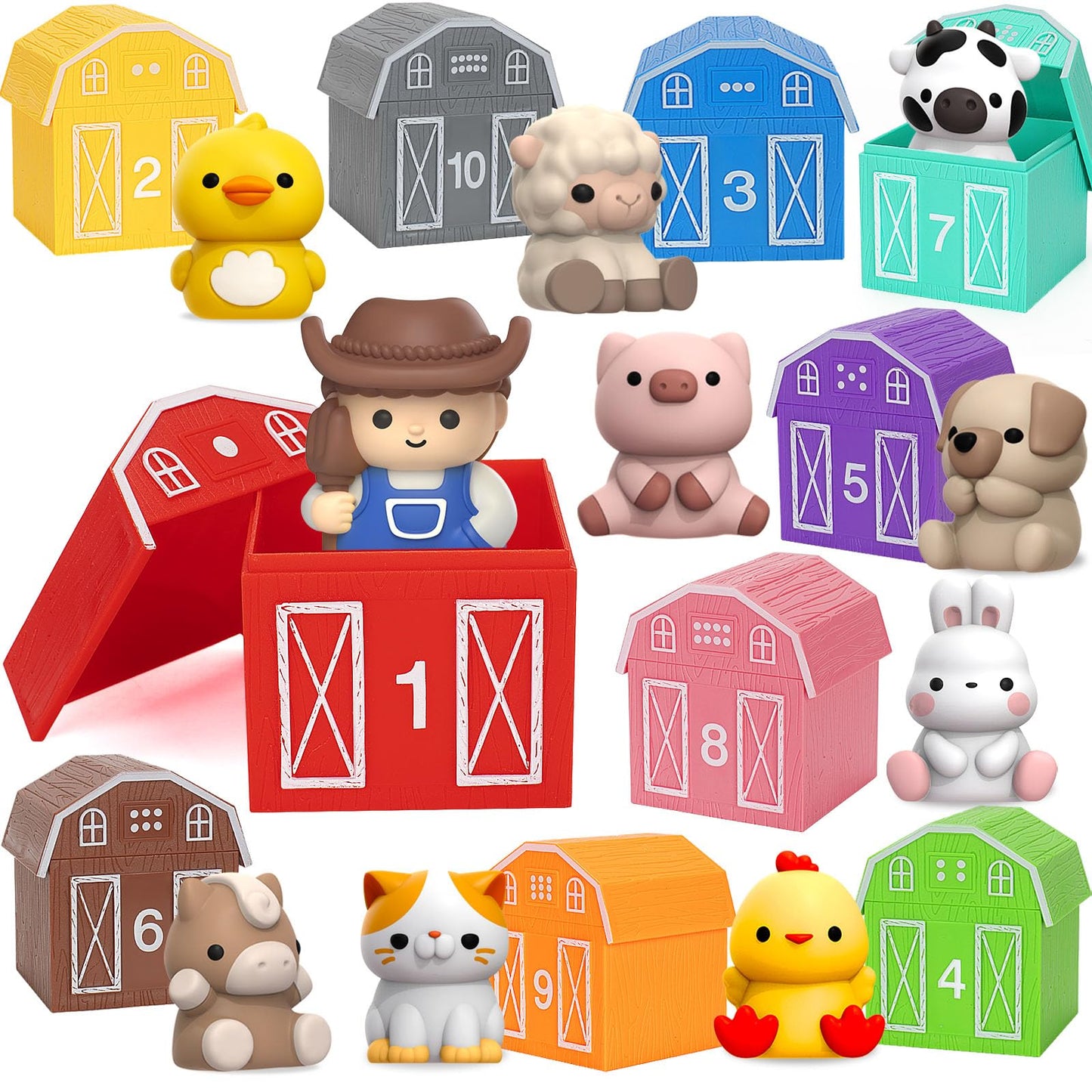 Learning Toys for 1,2,3 Year Old Toddlers, 20Pcs Safari Animals Toys Montessori Counting, Matching & Sorting Fine Motor Games, Christmas Birthday Easter Gift for Baby Boys Girls Age 12-18 Months