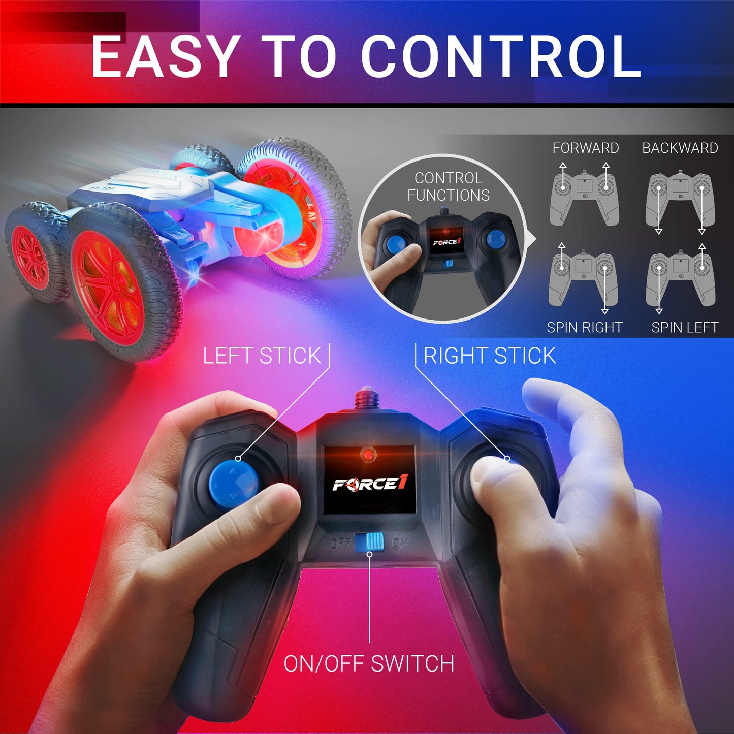 LED Remote Control RC Car for Kids