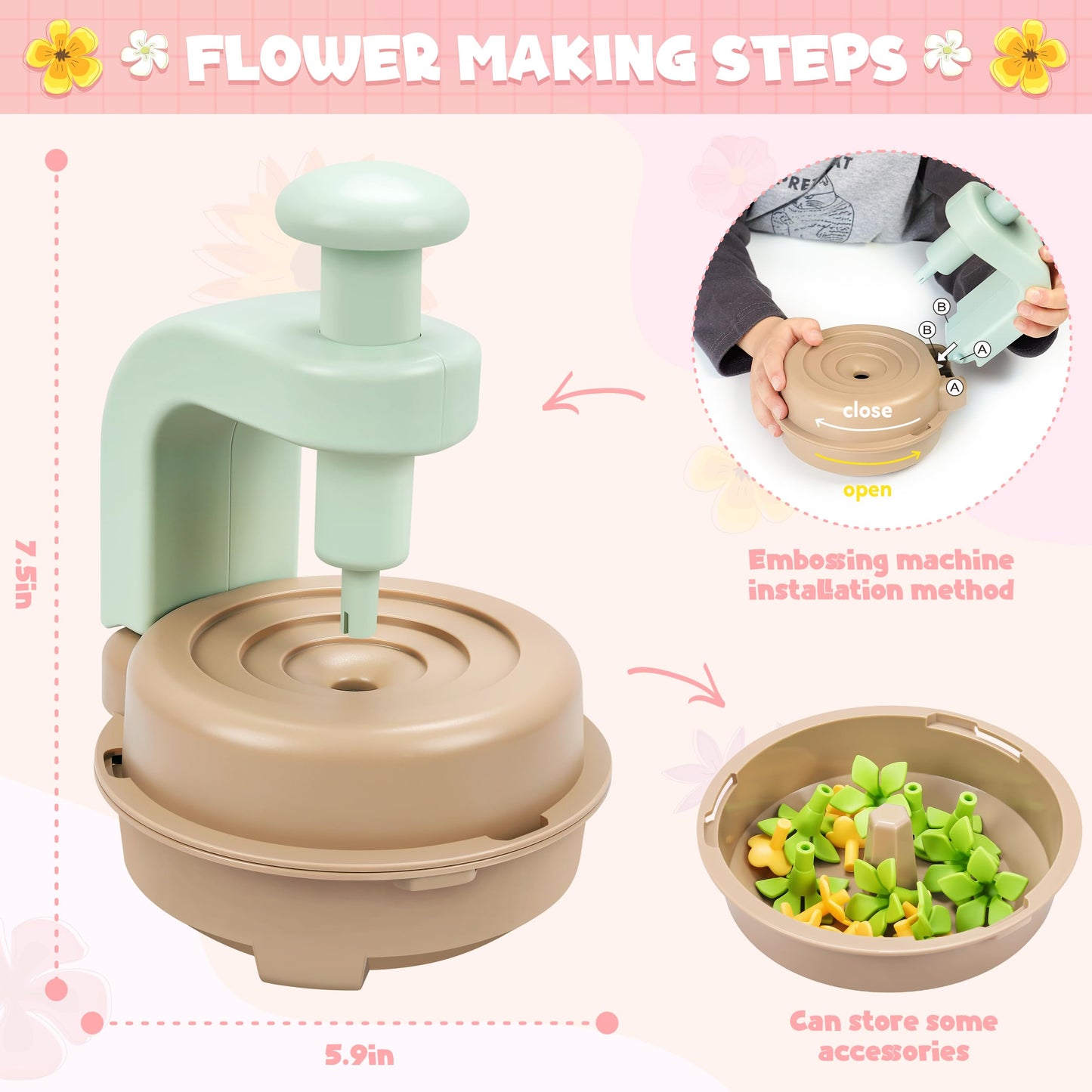 Fabric Flower Bouquets Toys, DIY Craft Kits Toys for Kids - Flowers Market Toy, Build Your Flower Bouquet, Arts & Crafts for 4 5 6 7 8 Year Toddler Girl, Educational Activity Preschool B-Day Gifts