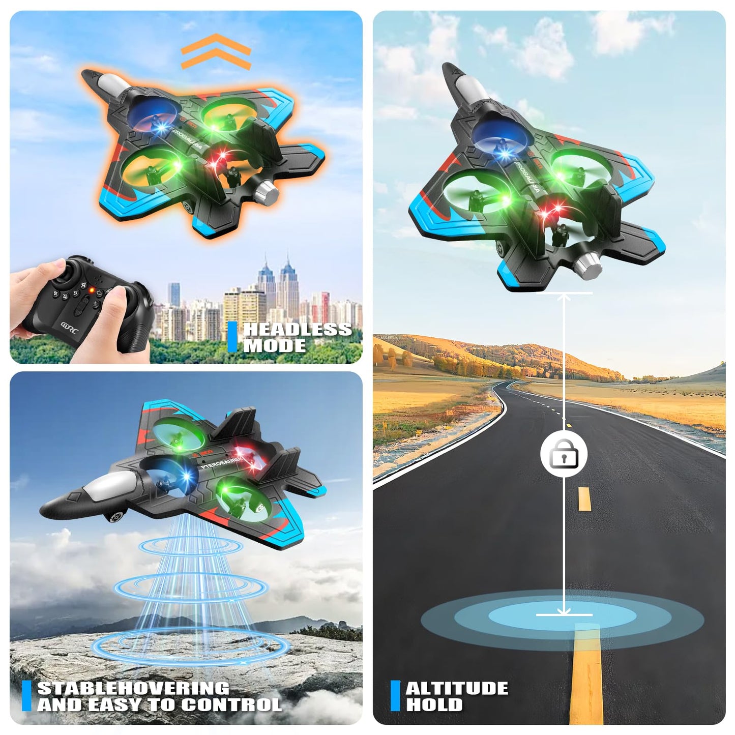 4DRC V32 Foam Remote Control Airplanes RC Planes for Kids Adults 8-16, RC Airplane Fighter Jet with Light, 360° Flip Fighter Jet Toys, Stunt Roll, Airplane Toy Gifts for Kids Boys