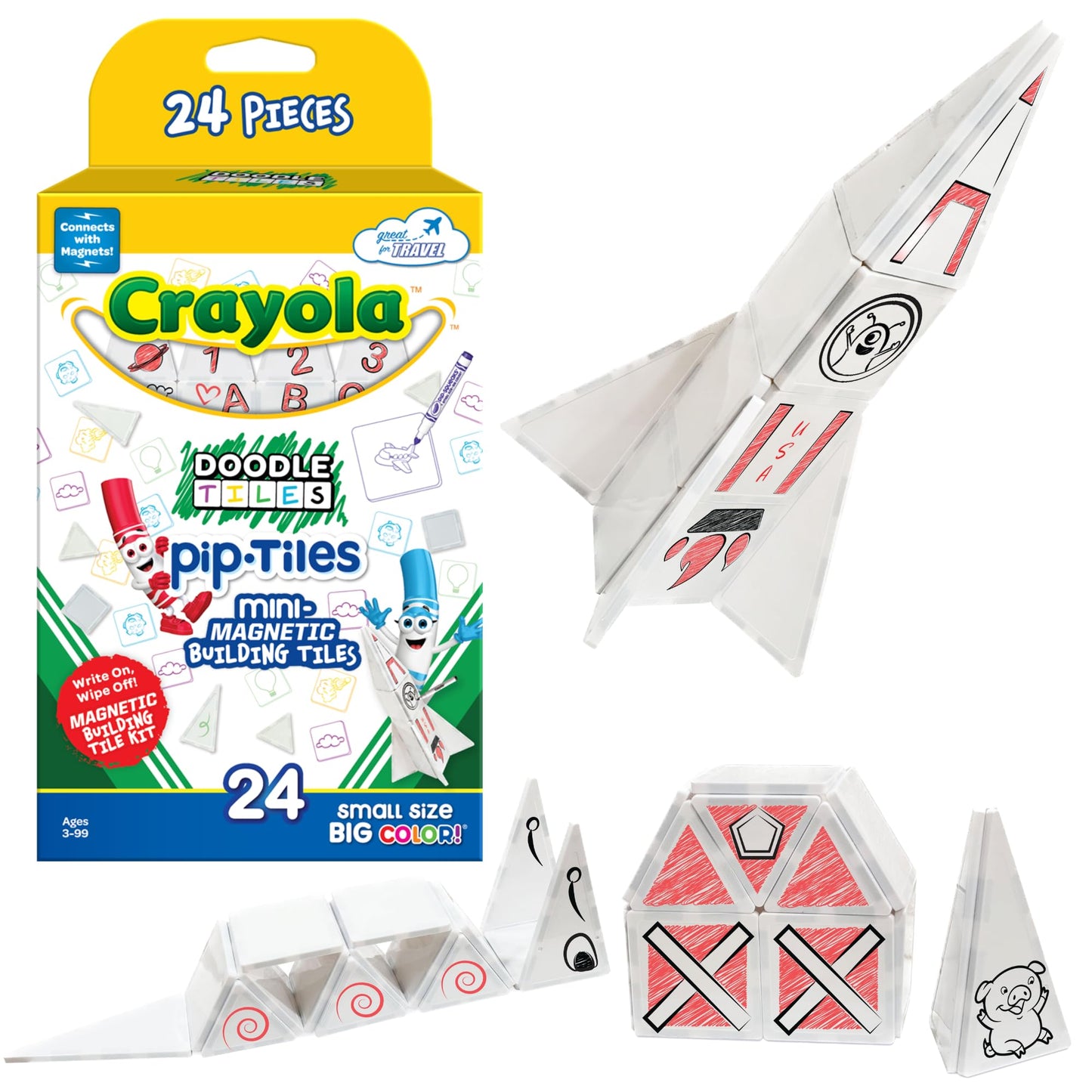 Crayola Mini Magnetic PIP-Tiles, Bold Colors