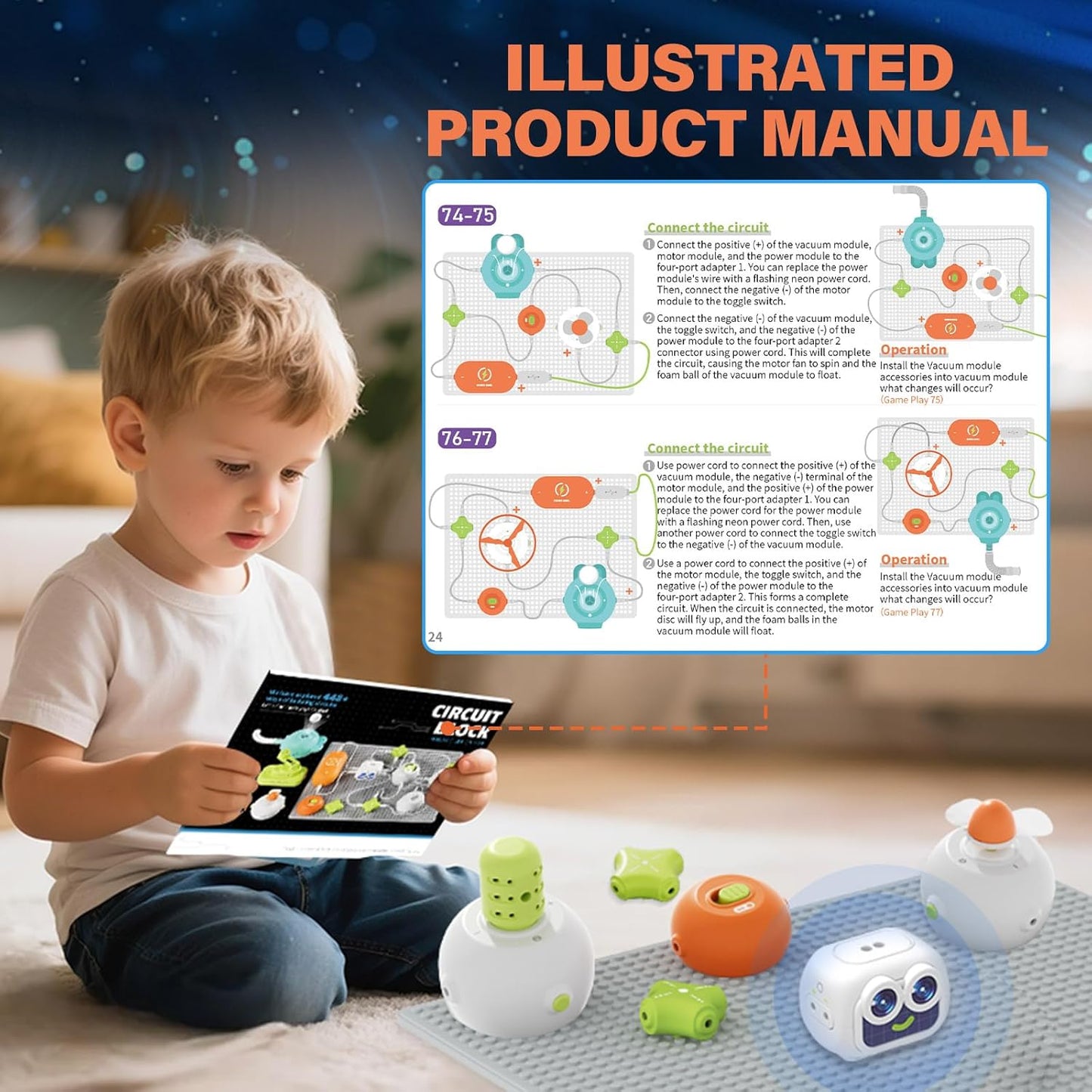 Kids Circuit Kit - 448+ STEM Projects Ages 5-12