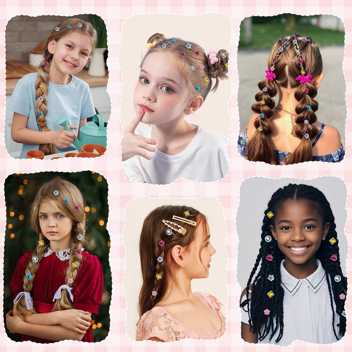 Hair Gem Stamper Kit, Bling Hair Jewels for Girls Toys, Hair Styling Tool with Reusable Shining Diamonds, Birthday Gifts Toys for Girls