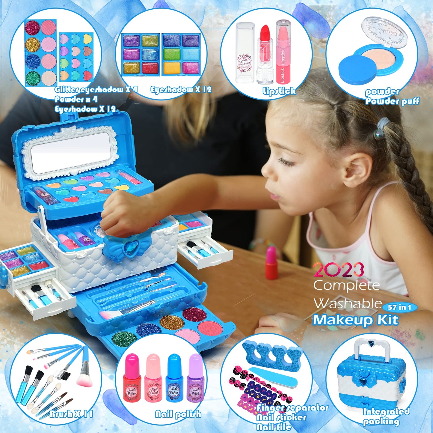 Kids Makeup Sets for Girls - Kids Makeup Sets for Girls 5-8, Maquillaje para Niñas, Play Make Up Kit, Best Toys for Little Girl,Princess Toddler Kid Stuff, Ages3456789 10 Year Old Girl Birthday Gifts