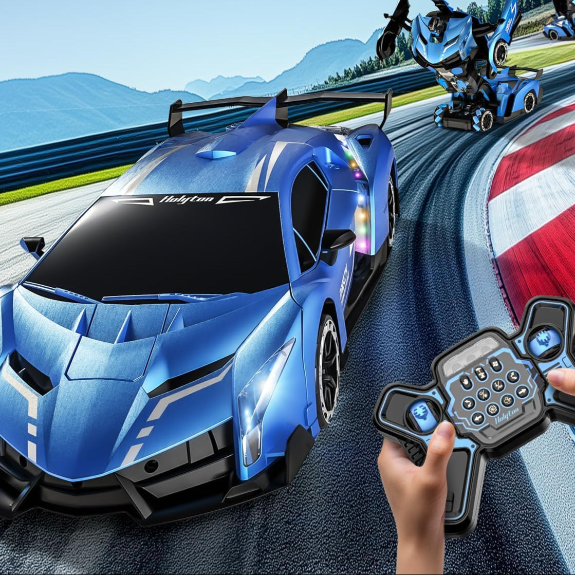 Holyton Transform Remote Control Car, Transform Robot RC Cars,1:10 Scale,Toy Car with STEM Programming,One-Button Robot, LED Lights,Sound Effects, Ideal Gift for 5 6 7 8 9 10 11 12 Years Old Boy