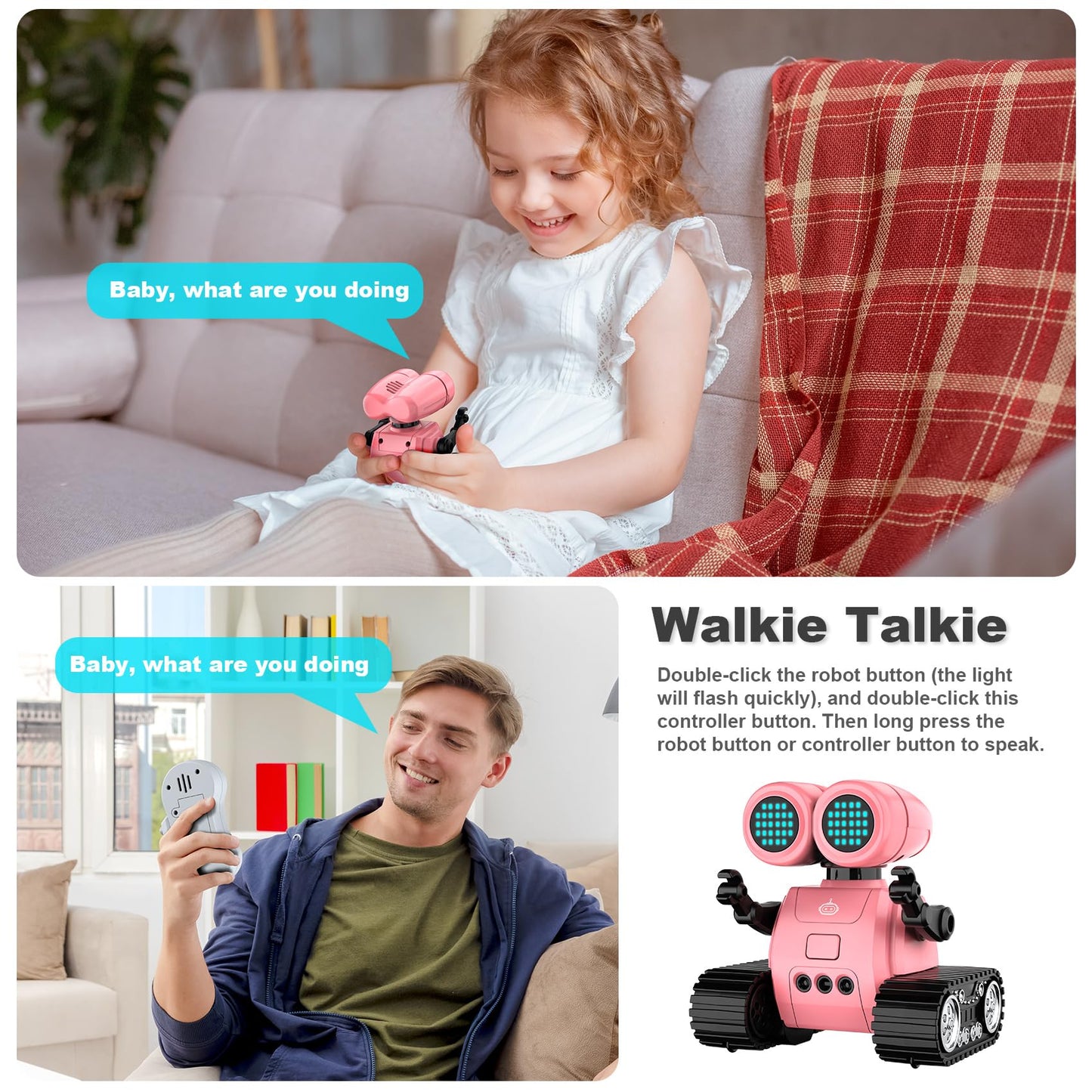 Hamourd Robot Toys for Boys Girls, Emo Robot with Walkie-Talkie Function, Gesture Sensing, Flexible Head & Arms, Programming Motion, Dance Moves, Music, Multi-Mode LED Eye, Toys for Ages