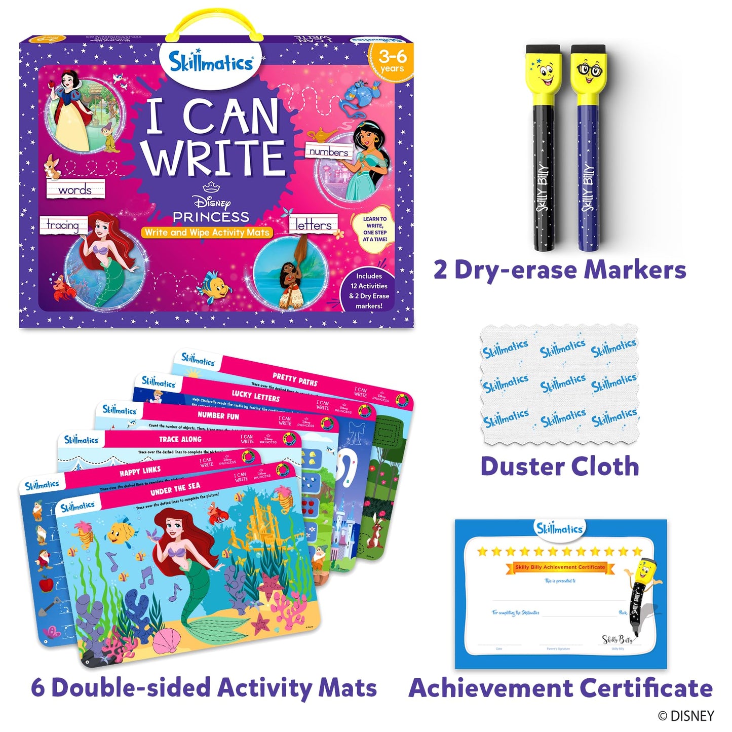 Skillmatics Search and Find Disney Princess Educational Game - Reusable Preschool Learning Activities, Perfect for Toddlers & Kids Who Love Toys, Art & Crafts, Gifts for Boys & Girls Ages 3, 4, 5, 6