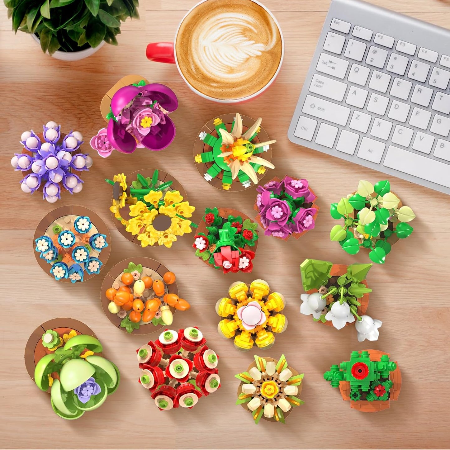 15 Pack Flowers Plants 3.6MM Mini Building Sets