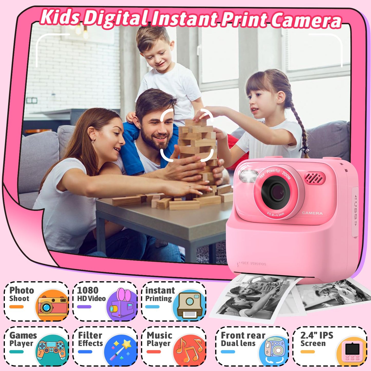 Upgrade Kids Camera Instant Print for Boys and Girls