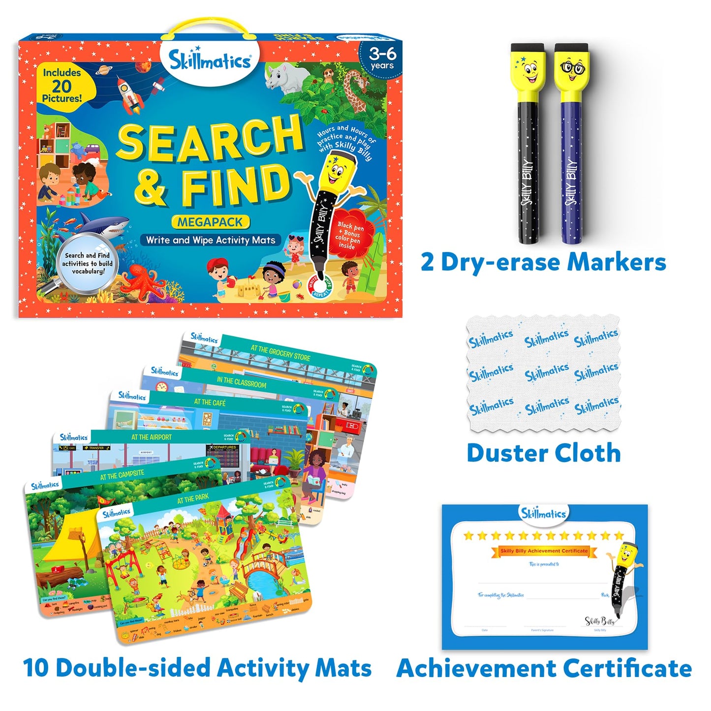 Skillmatics Search and Find Disney Princess Educational Game - Reusable Preschool Learning Activities, Perfect for Toddlers & Kids Who Love Toys, Art & Crafts, Gifts for Boys & Girls Ages 3, 4, 5, 6