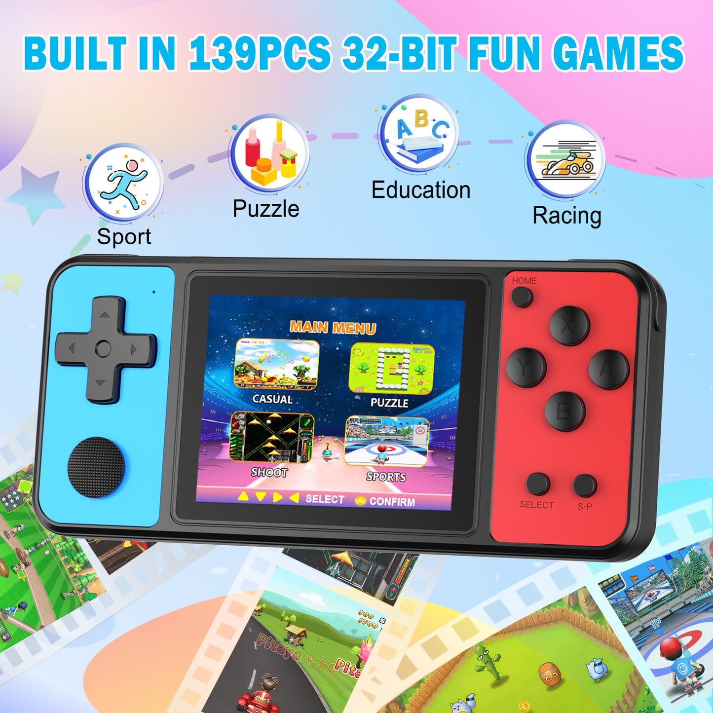 Beico 32 Bit Kids Handheld Games Preloaded 139 Video Games
