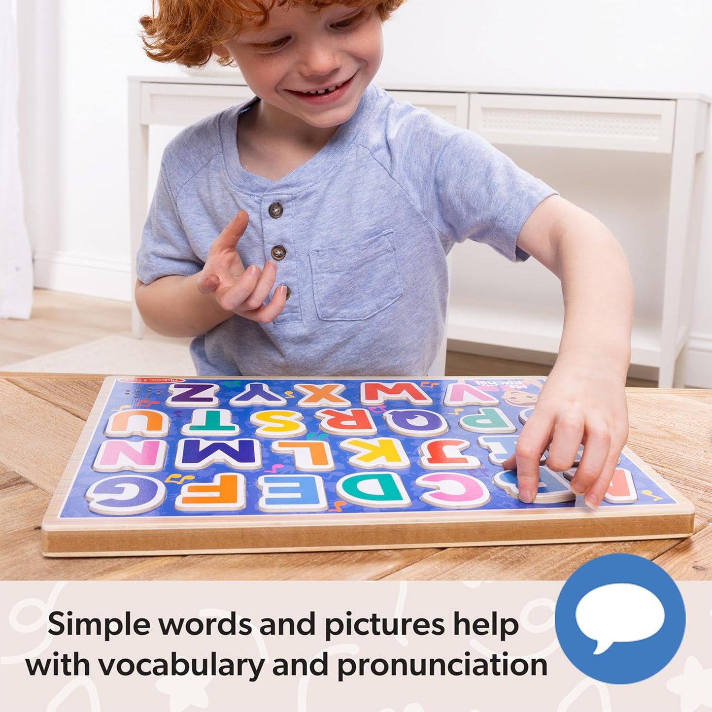 Melissa & Doug® Ms. Rachel™ Wooden Phonics Alphabet Sound Puzzle with Light-Activated Sound Effects, 24-Piece Toddler Toys for Boys and Girls Ages 2+ Years