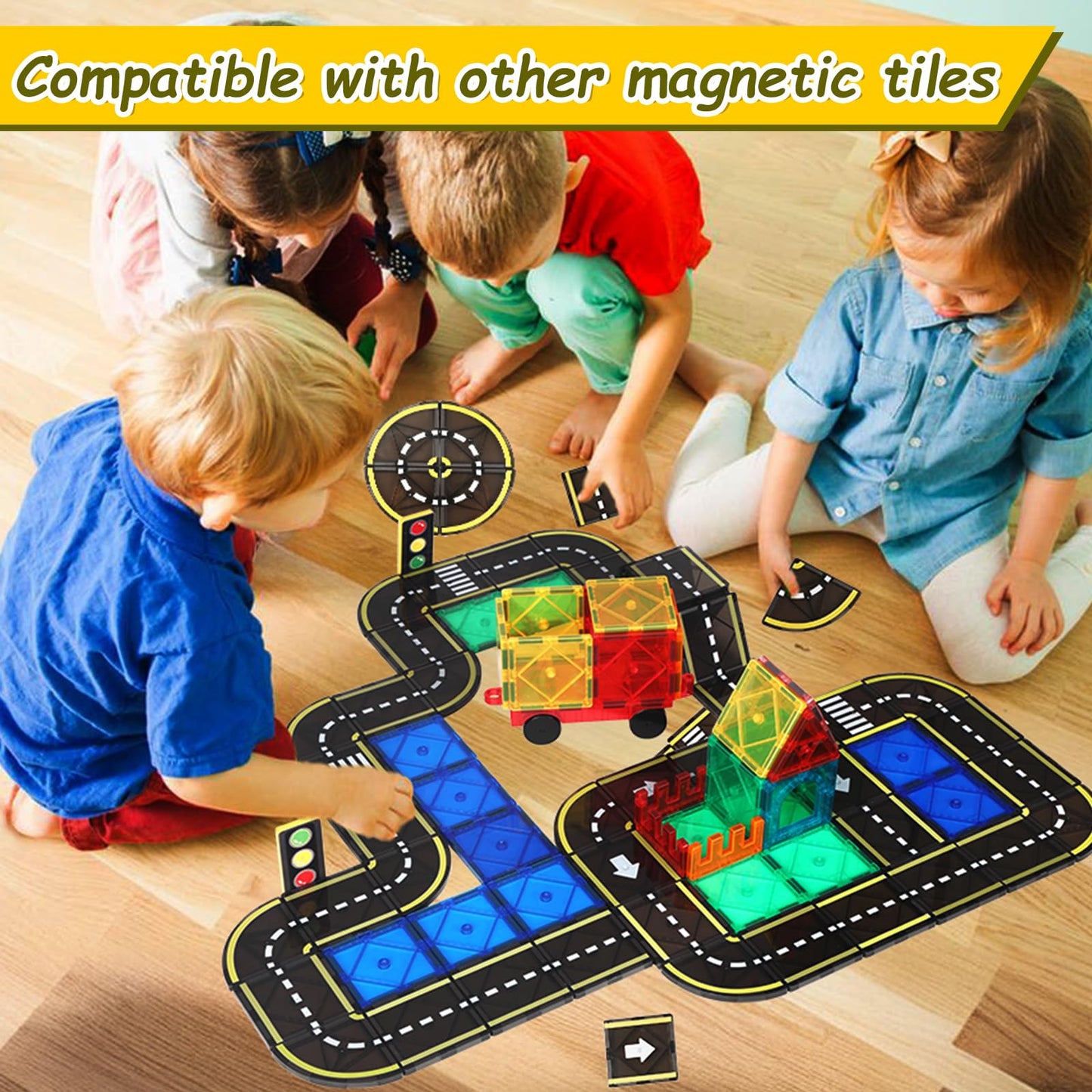 102PCS Ice Castle Magnetic Tiles, 3D Building Blocks STEM Educational Kids Toys for Pretend Play, 3 4 5 6 7 8 Year Old Birthday Gifts for Boys and Girls, Preschool Learning Toys for Birthday