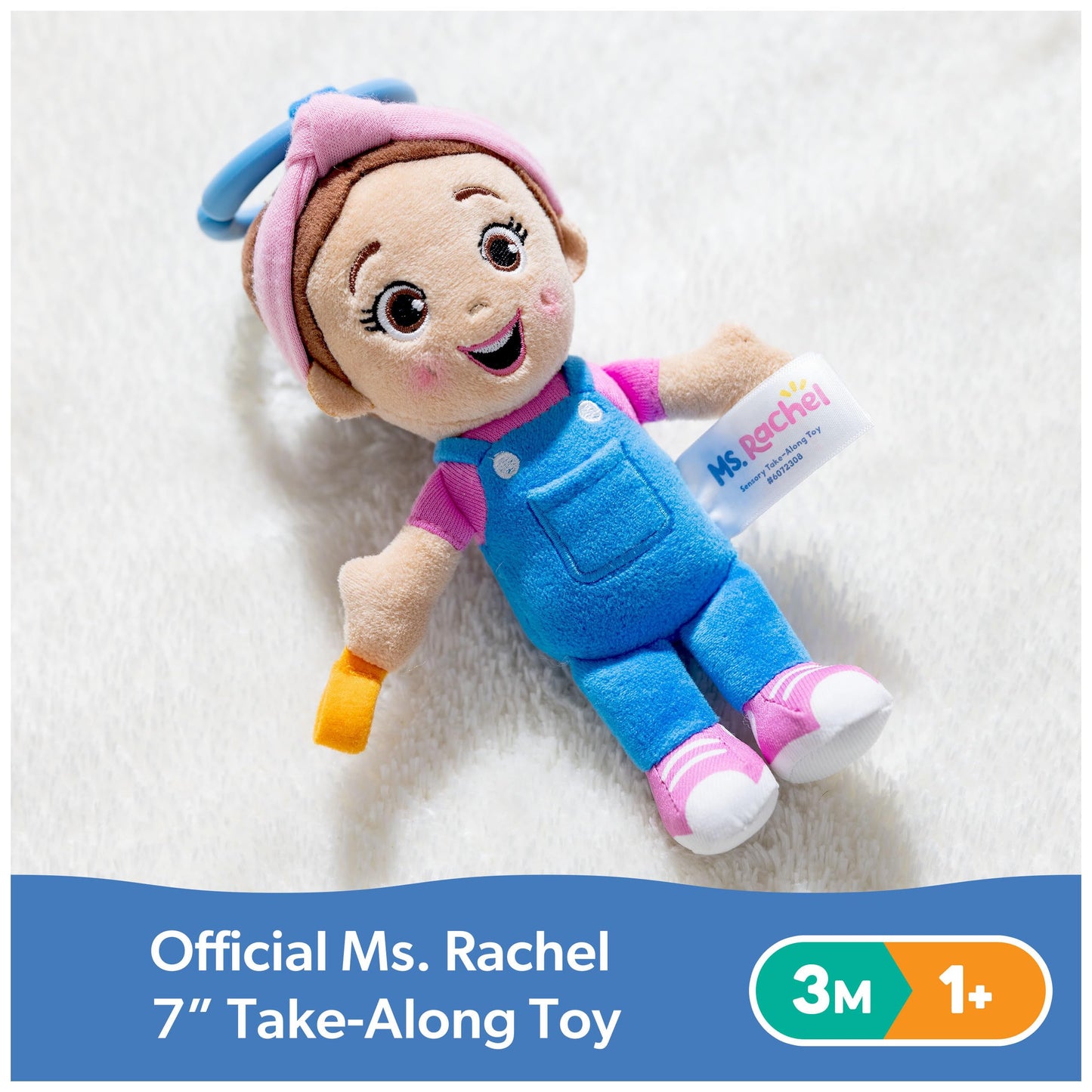 Ms. Rachel Official Sensory Take-Along Toy, Baby Swing & Baby Stroller Teething Toys with Rattle & Clip, Toddler Toys for Girls & Boys for Ages 0-1+