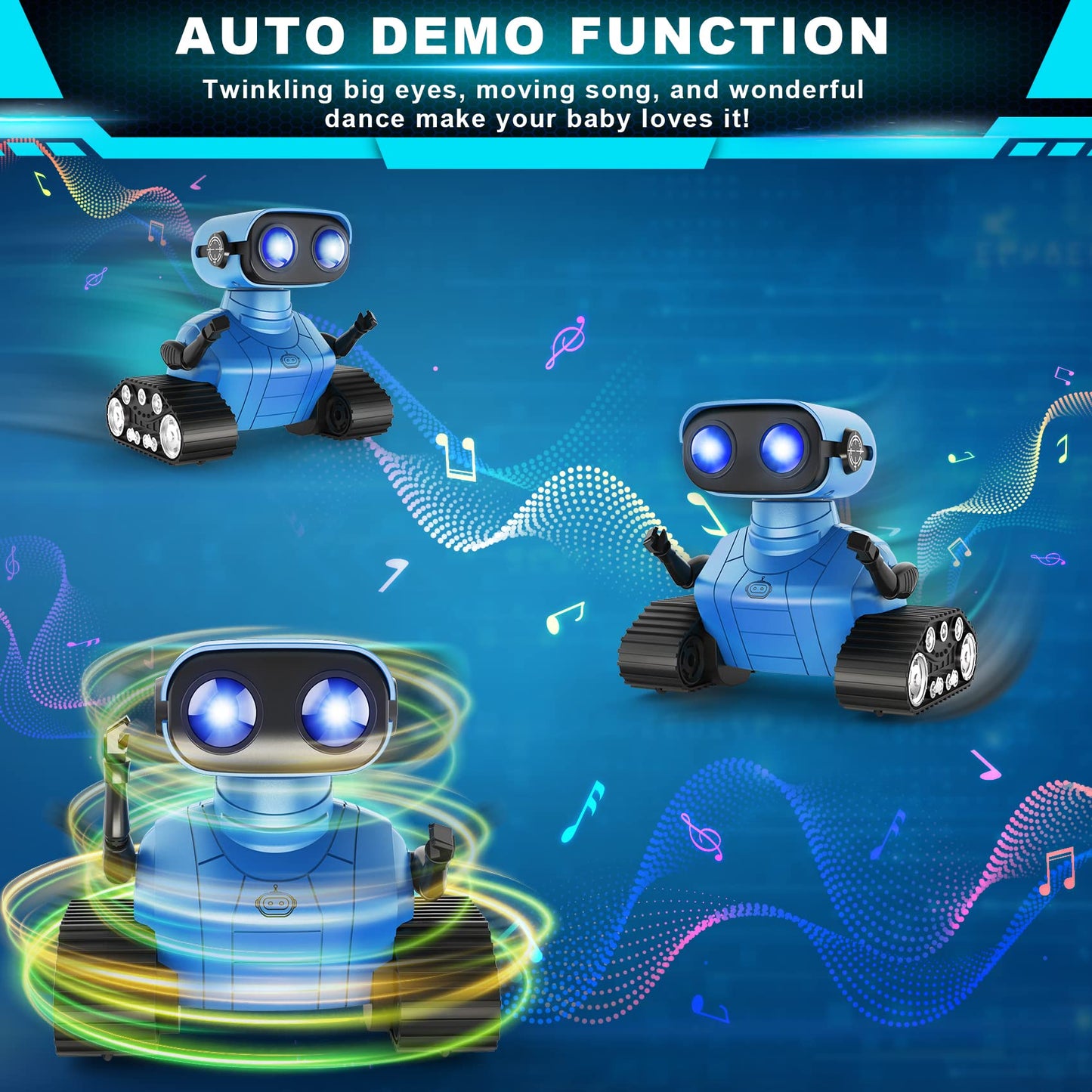Hamourd Robot Toys for Boys Girls, Emo Robot with Walkie-Talkie Function, Gesture Sensing, Flexible Head & Arms, Programming Motion, Dance Moves, Music, Multi-Mode LED Eye, Toys for Ages