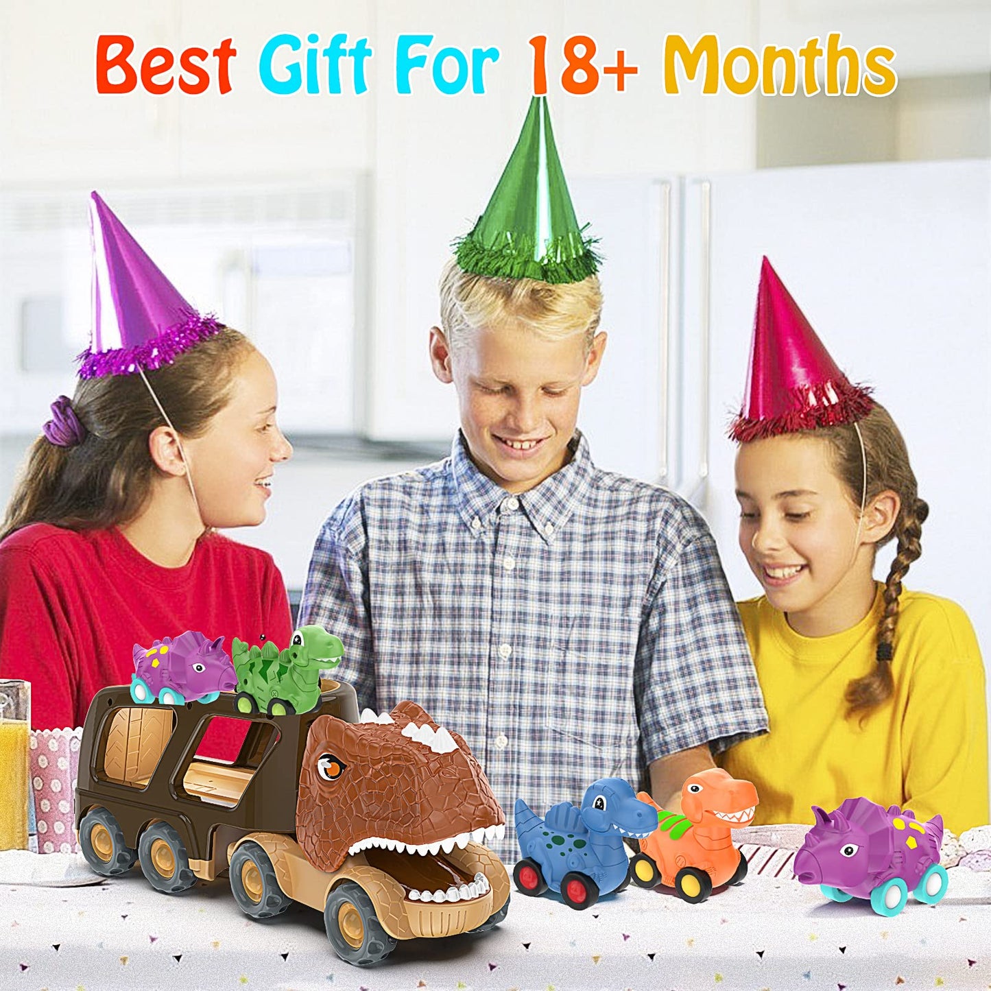 Dinosaur Friction Power Carrier Truck Toy