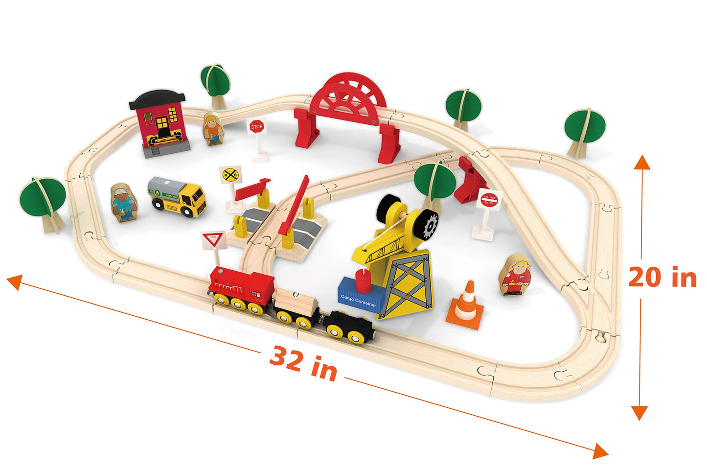 Tiny Land 110PCS Wooden Train Set