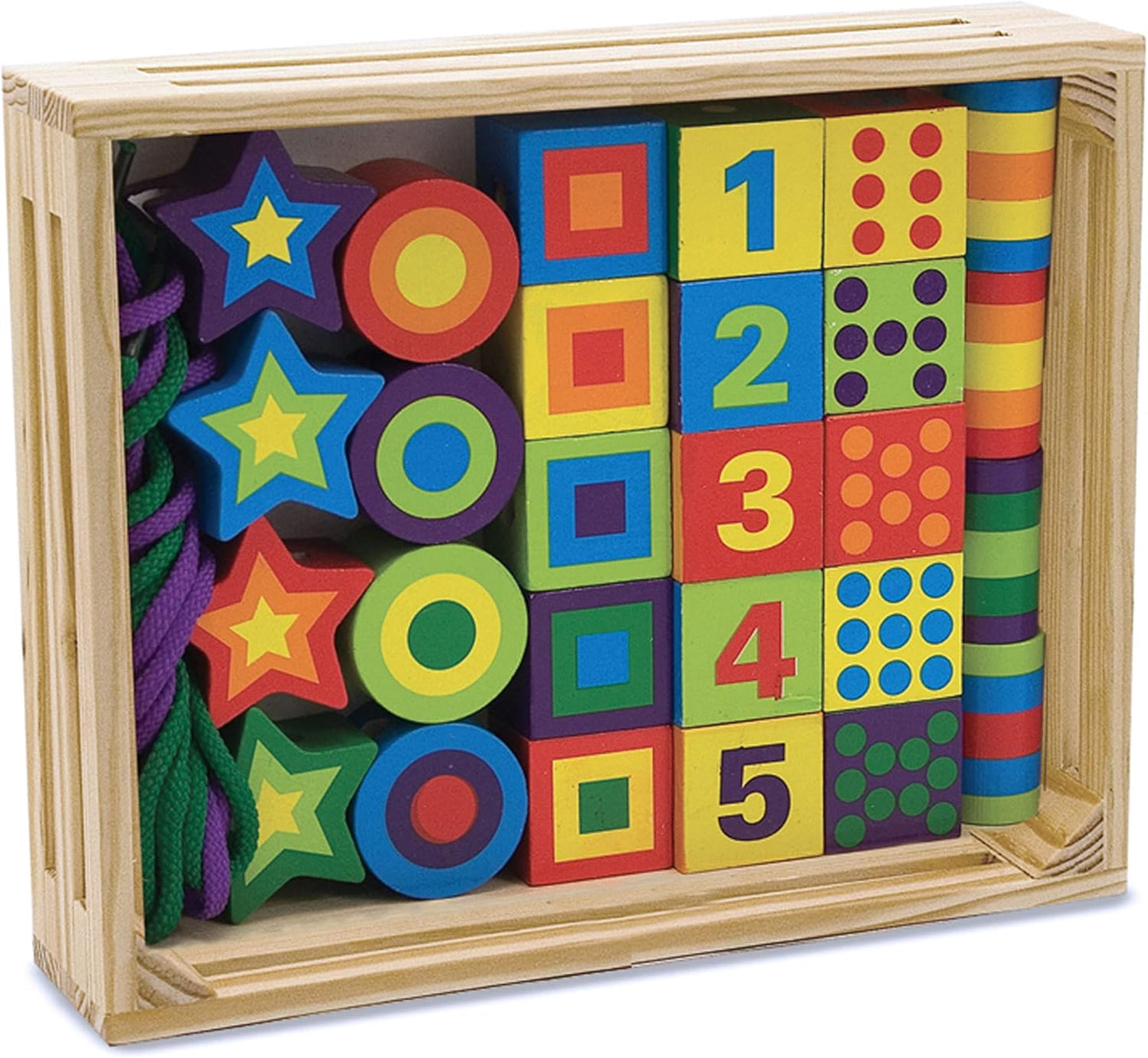 Melissa & Doug Deluxe Wooden Lacing Beads