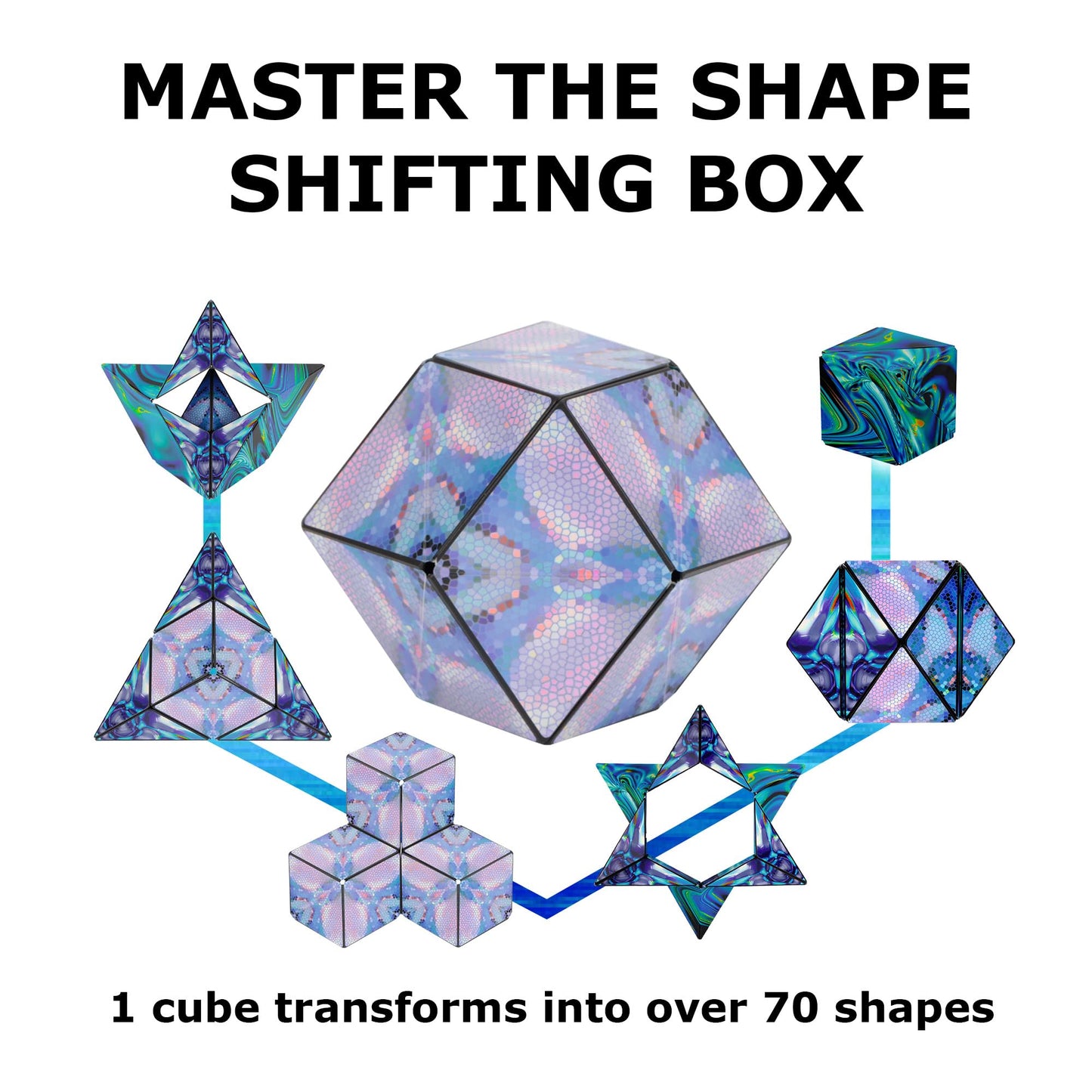 Shashibo Shape Shifting Box - STEM Magnetic Fidget Cube That Transforms Into Over 70 Shapes, Download Fun in Motion Toys Mobile App (Spaced Out)