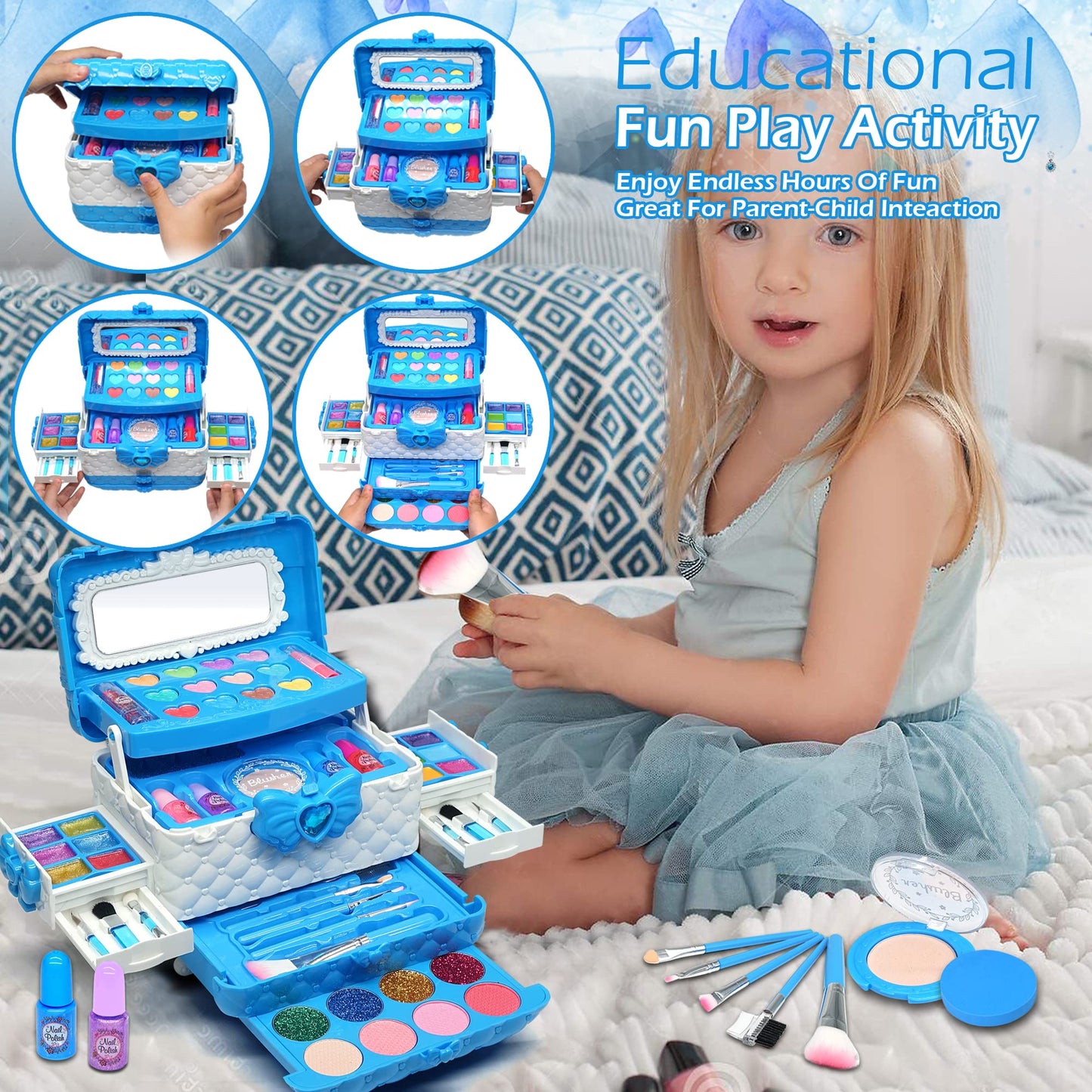 Kids Makeup Sets for Girls - Kids Makeup Sets for Girls 5-8, Maquillaje para Niñas, Play Make Up Kit, Best Toys for Little Girl,Princess Toddler Kid Stuff, Ages3456789 10 Year Old Girl Birthday Gifts