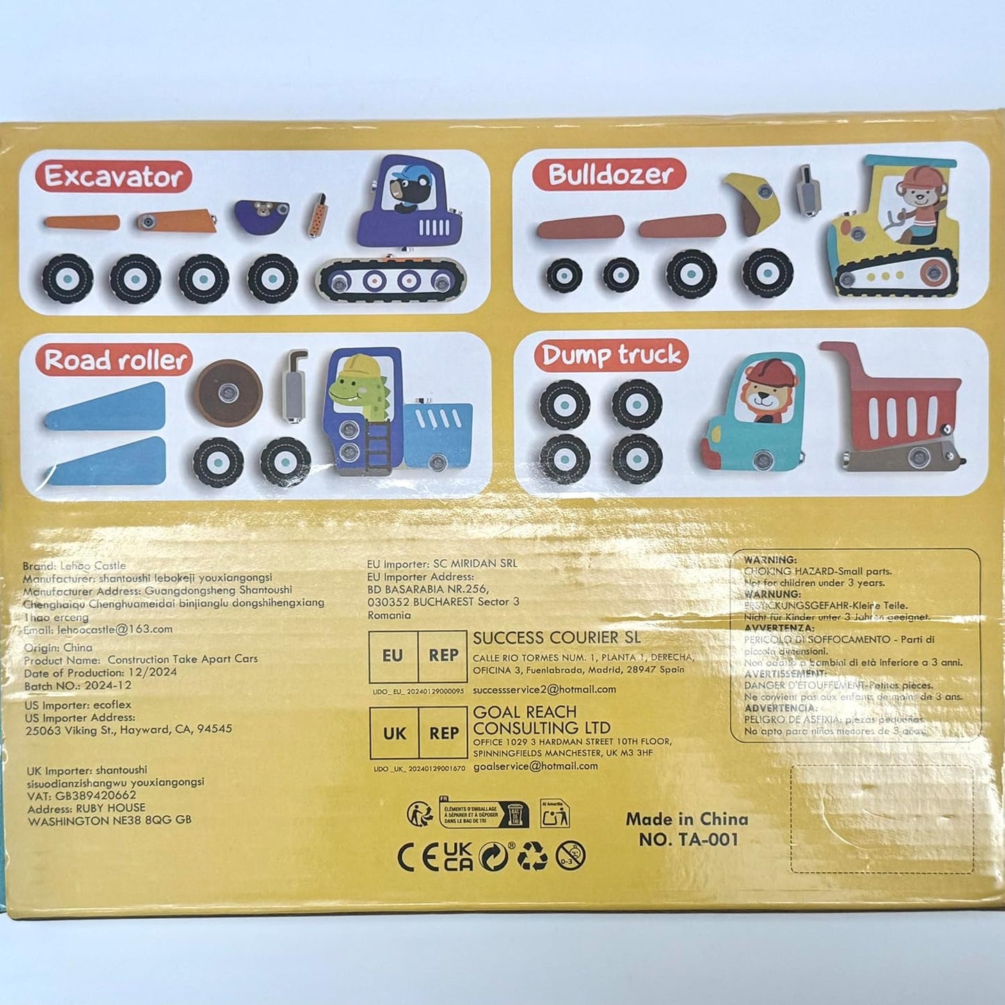 Lehoo Castle Montessori Toys for 3 Year Old, Take Apart Construction Truck STEM Toy for 3-4 3-5 4-5 Year Old Boys, Snap Together Wooden Educational Learning Building Toys Gift for Toddlers
