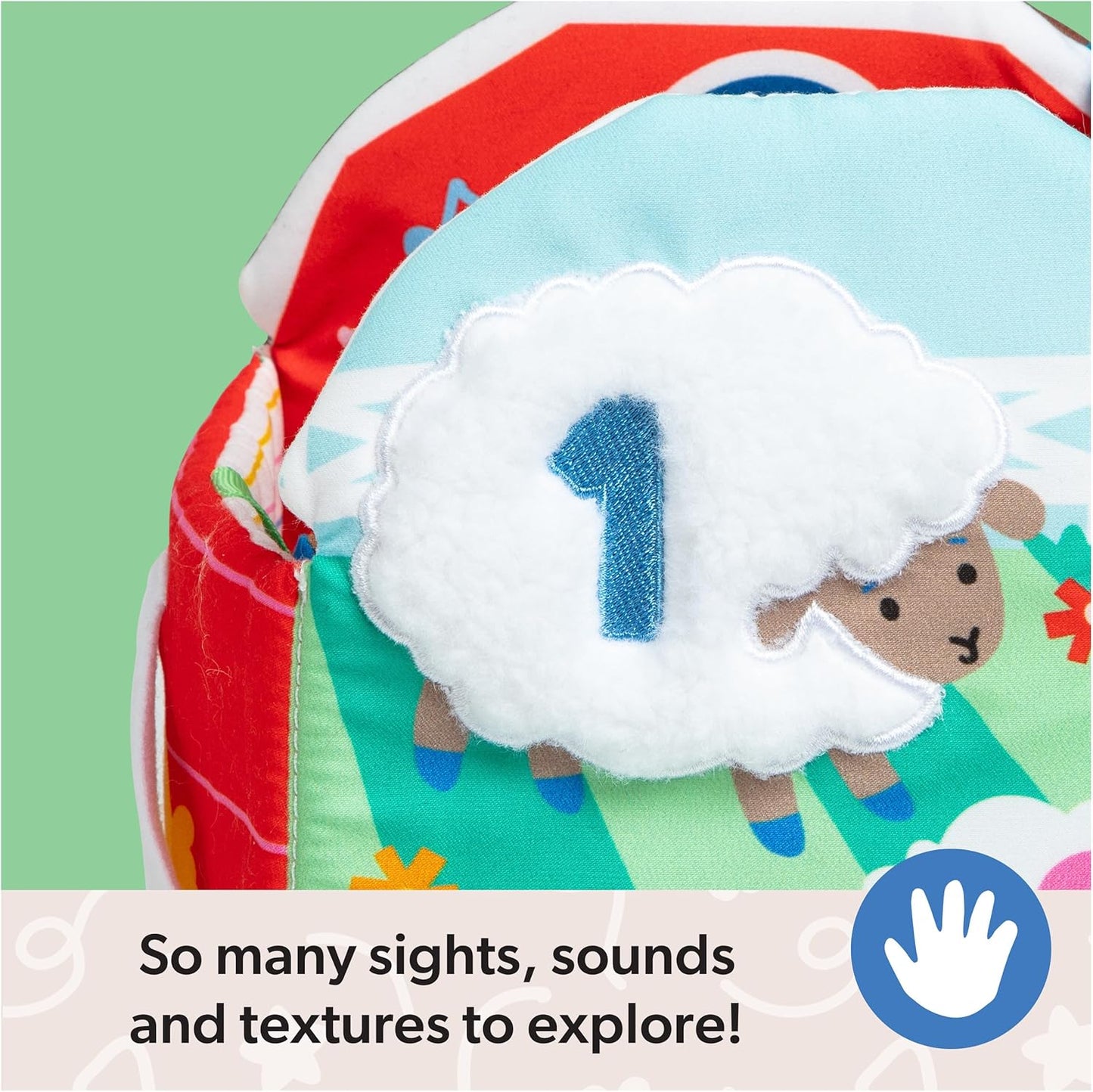 Ms. Rachel Official Sensory Learning Farm, Foldable Soft Baby Book with Plush Cow, Infant Educational Toys for Babies Ages 3 Months to 18 Months