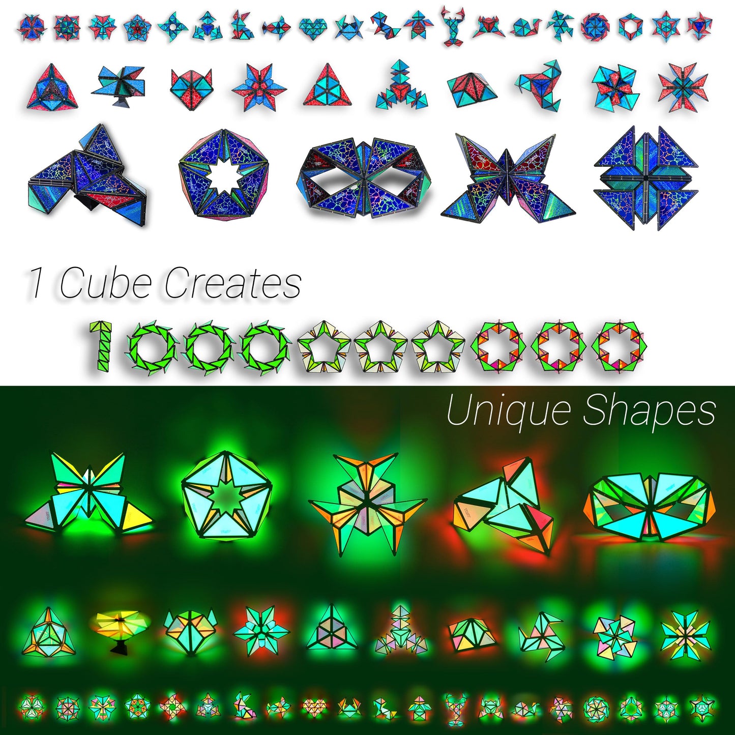 Magnets, Glowing, Holographic Pyramid Puzzle Game