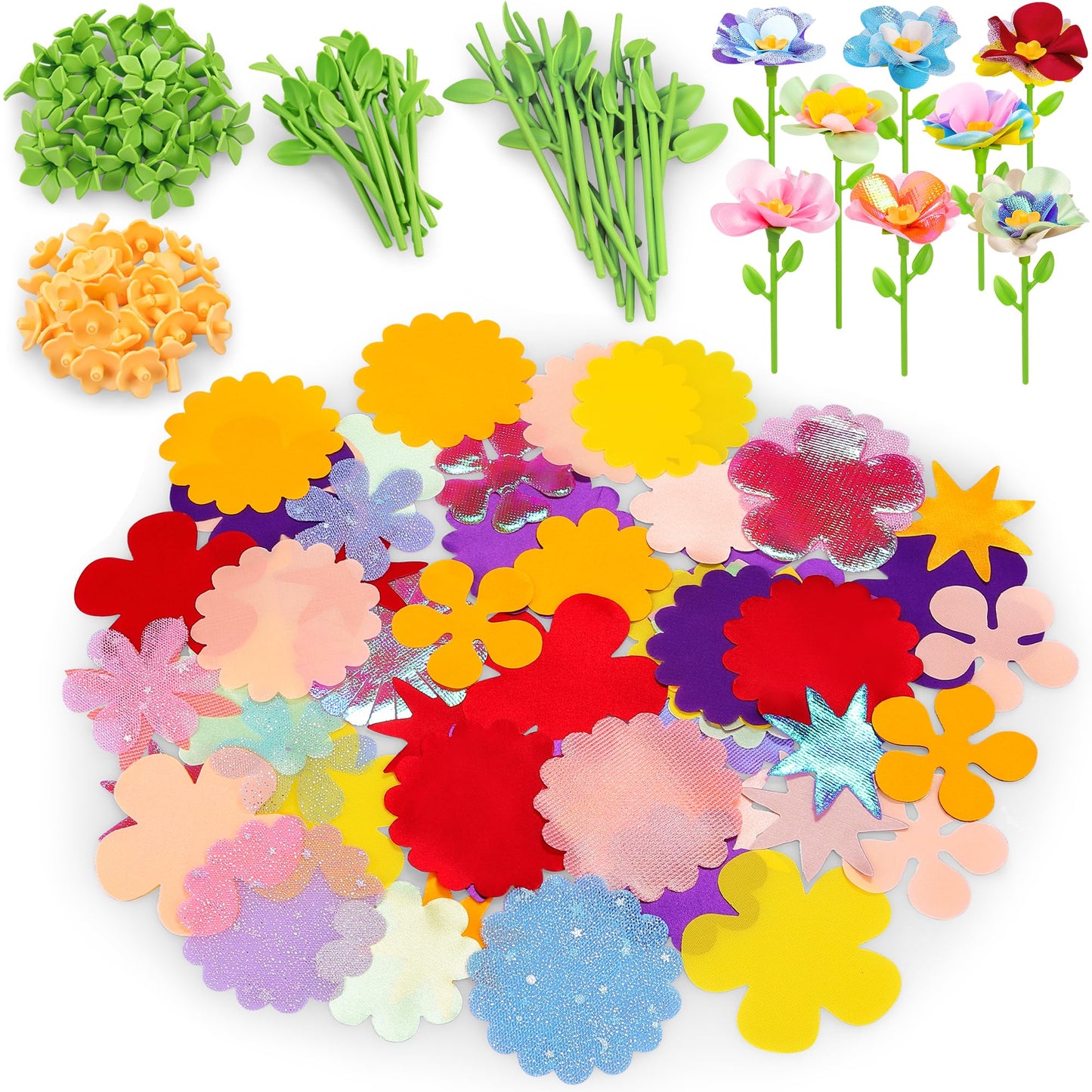 Fabric Flower Bouquets Toys, DIY Craft Kits Toys for Kids - Flowers Market Toy, Build Your Flower Bouquet, Arts & Crafts for 4 5 6 7 8 Year Toddler Girl, Educational Activity Preschool B-Day Gifts