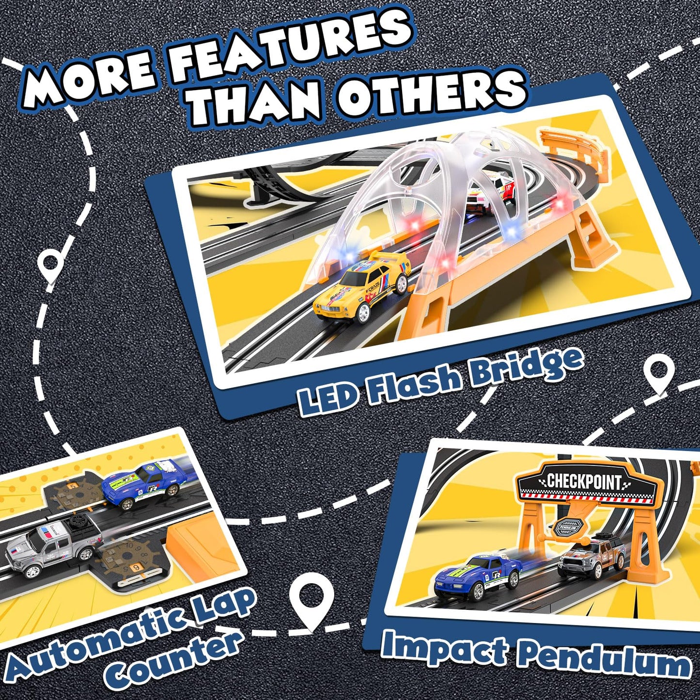 Slot Car Race Track Sets with 4 Slot Cars