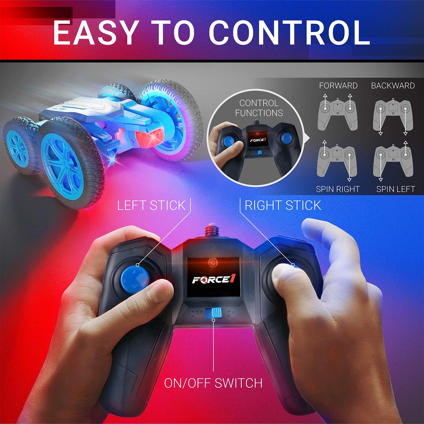 LED Remote Control RC Car for Kids