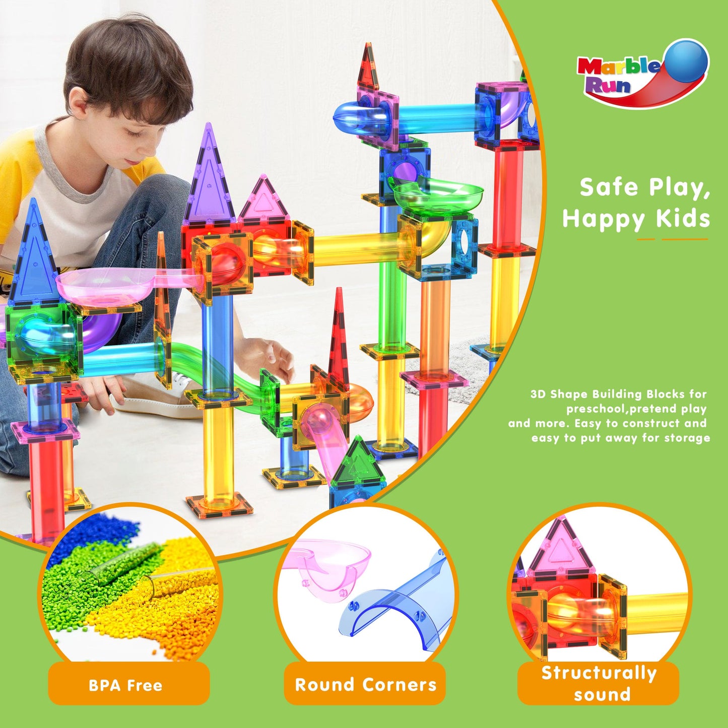 PicassoTiles 108pc 3-in-1 Marble Run Car Race Track Combo Magnetic Tiles PicassoToys Magnet Building Block Educational Construction Toy Playset STEM STEAM Learning Kit Child Brain Development PTG108