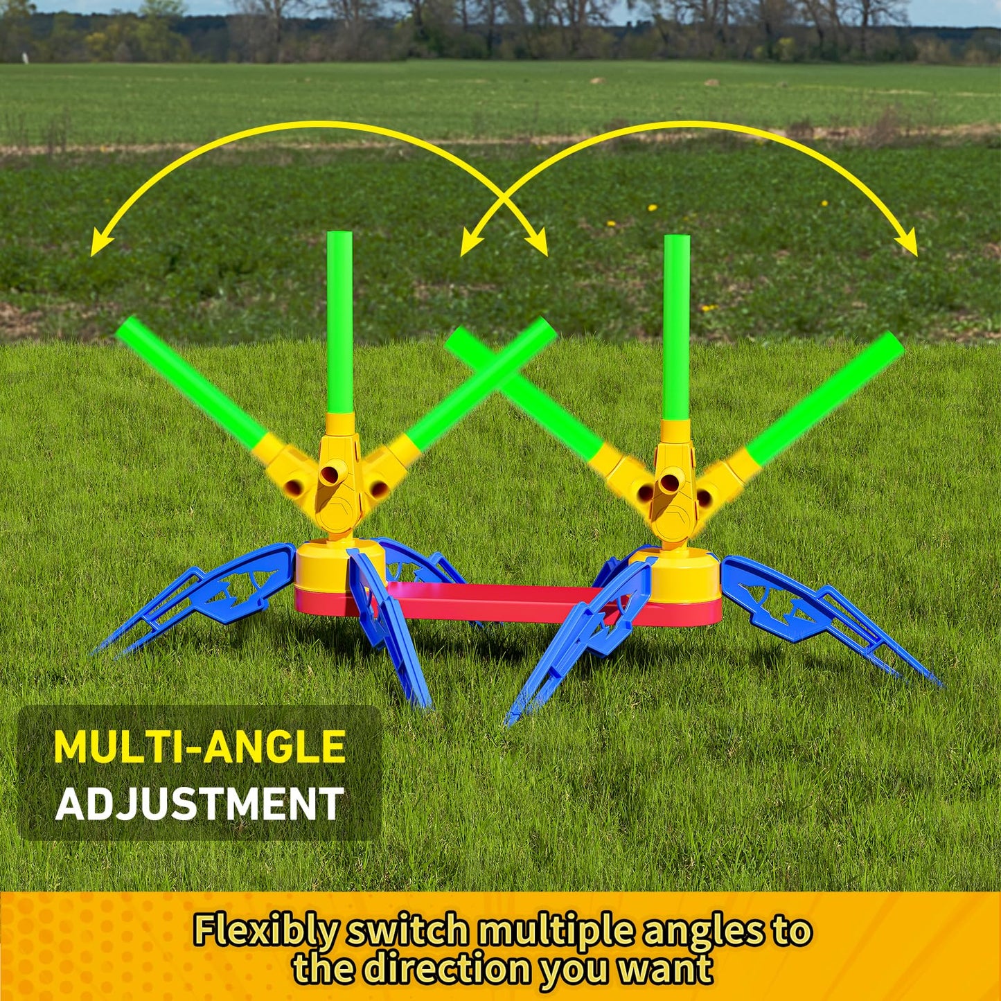 Toys Rocket Launcher for Kids - Launch up to 100 Ft, 8 Multi-Color Foam Rockets & Adjustable Launch Stand, Kids Outdoor Toys, Birthday Toys for Kids Boys Girls Age 3+ Years Old